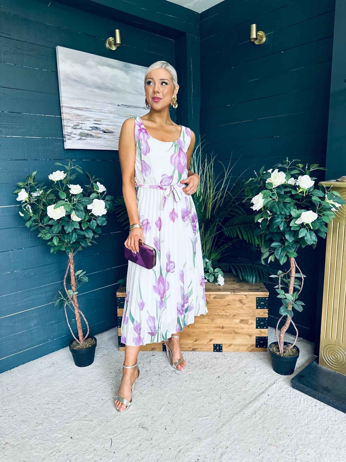 Bronagh Detailed Midi Dress Floral Cream