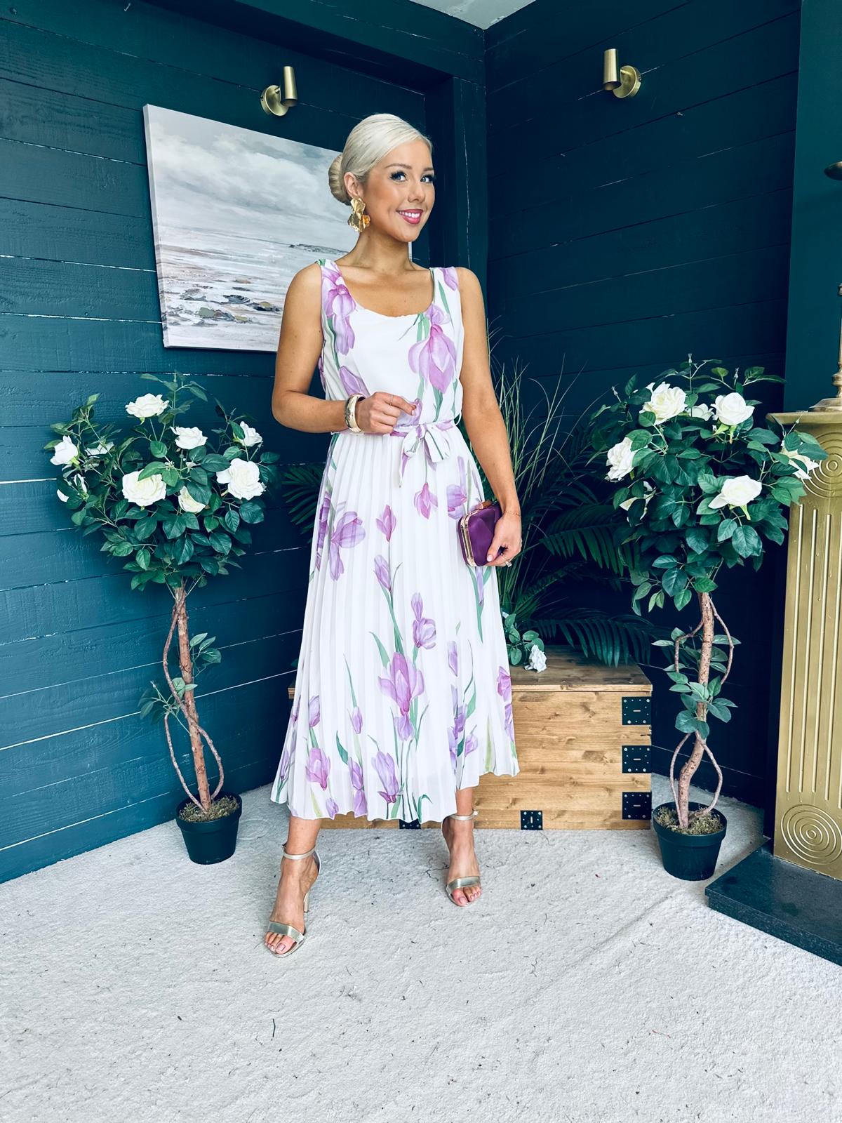 Bronagh Detailed Midi Dress Floral Cream