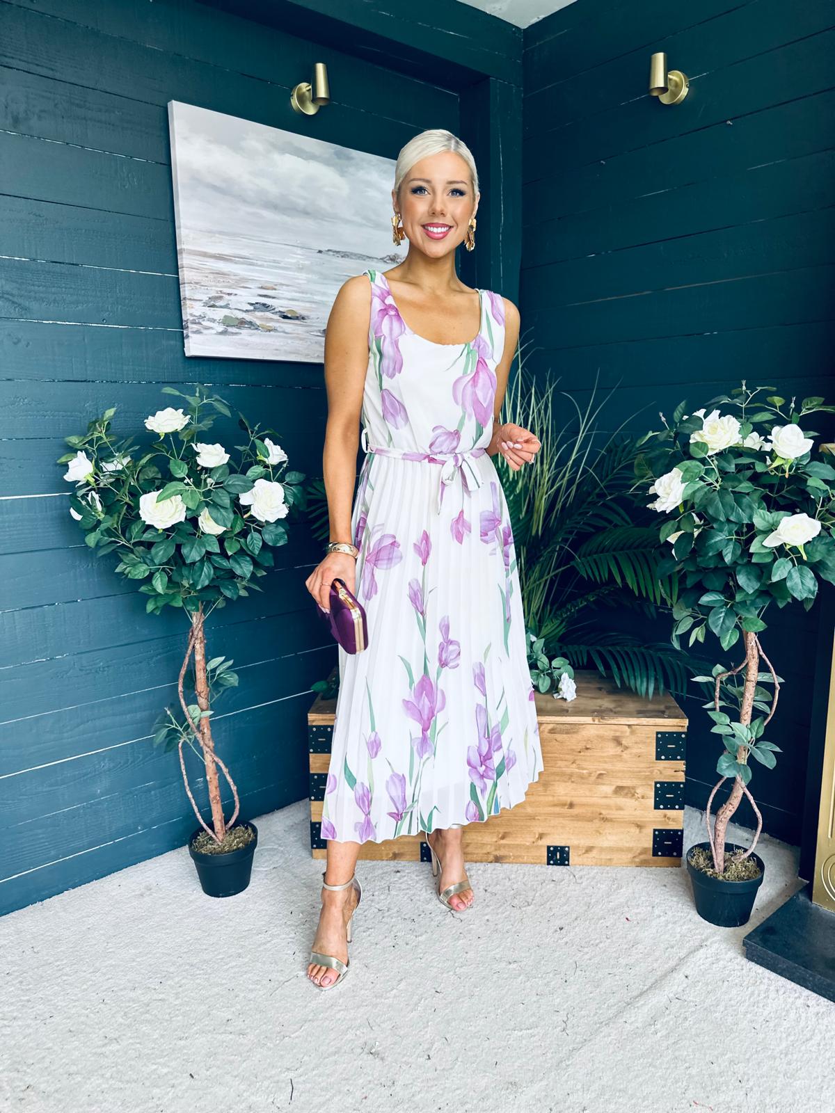 Bronagh Detailed Midi Dress Floral Cream