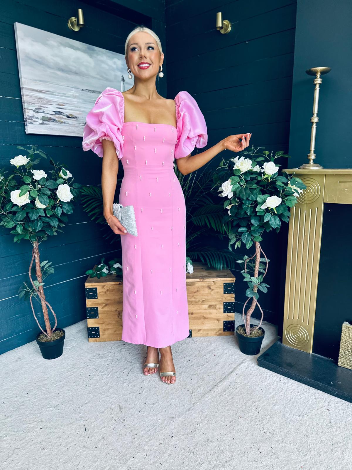 Ivy Embellished Occasion Dress Pink