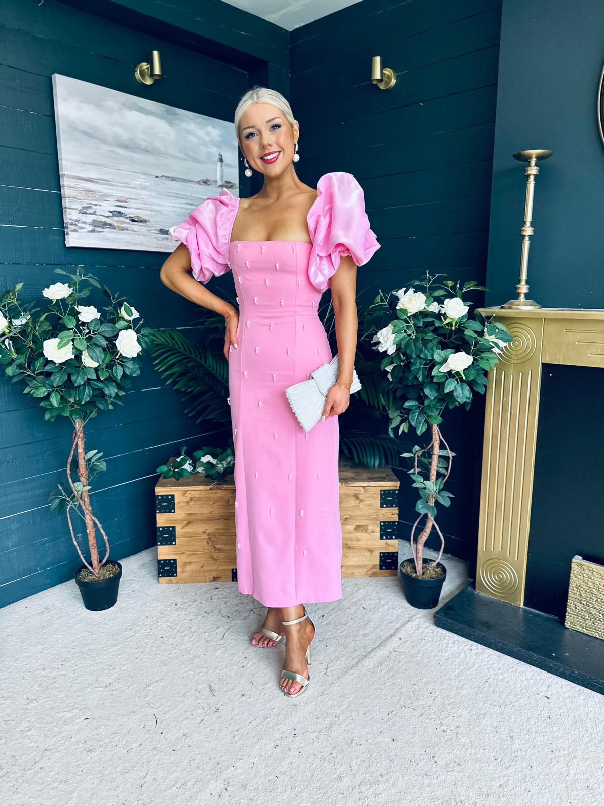 Ivy Embellished Occasion Dress Pink