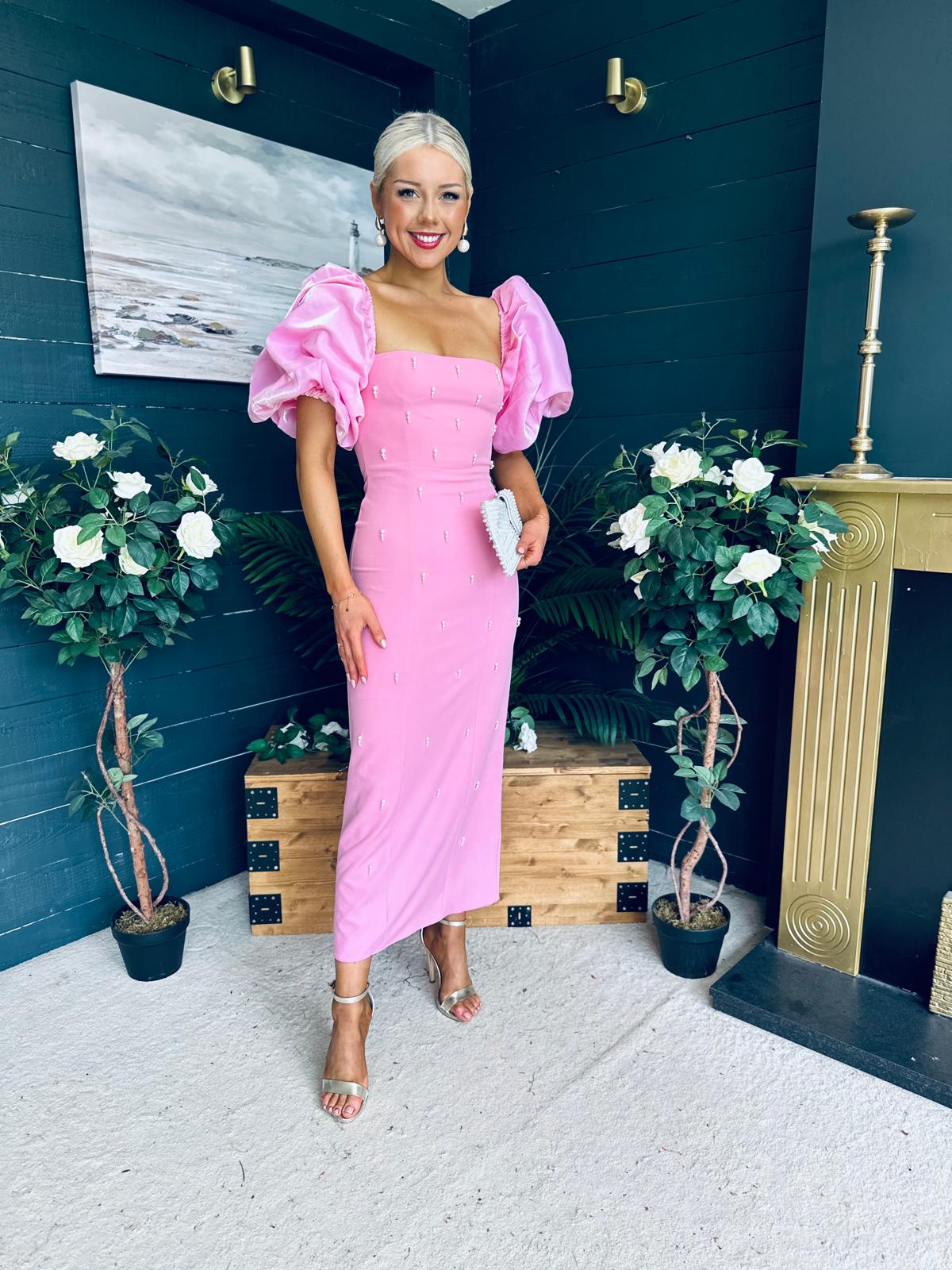 Ivy Embellished Occasion Dress Pink