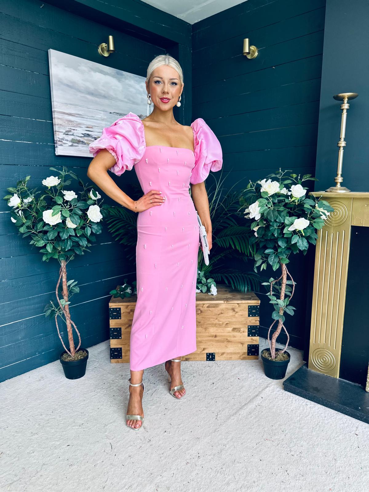 Ivy Embellished Occasion Dress Pink