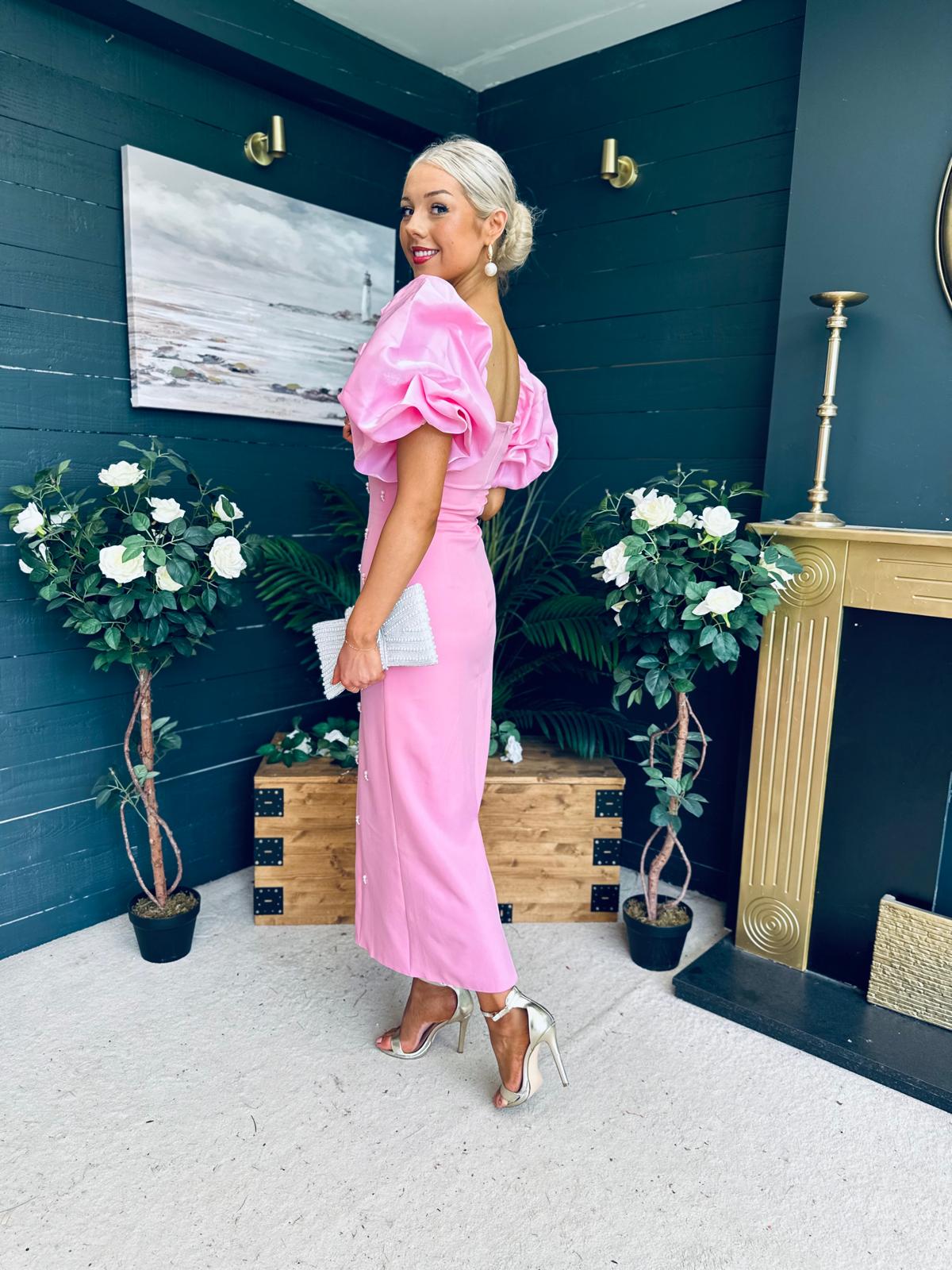 Ivy Embellished Occasion Dress Pink