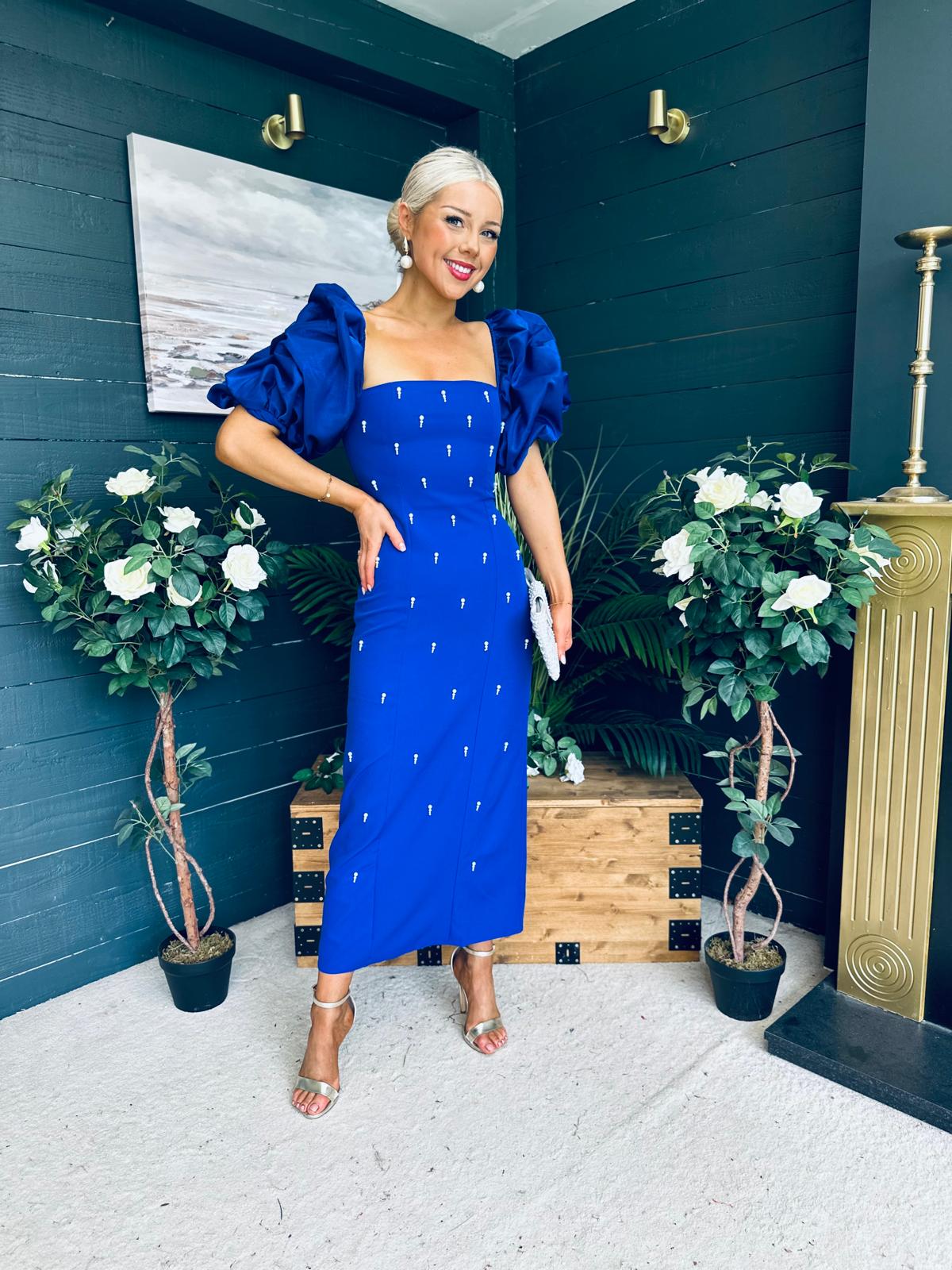Ivy Embellished Occasion Dress Cobalt