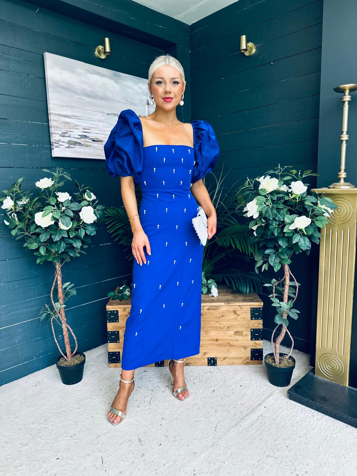 Ivy Embellished Occasion Dress Cobalt