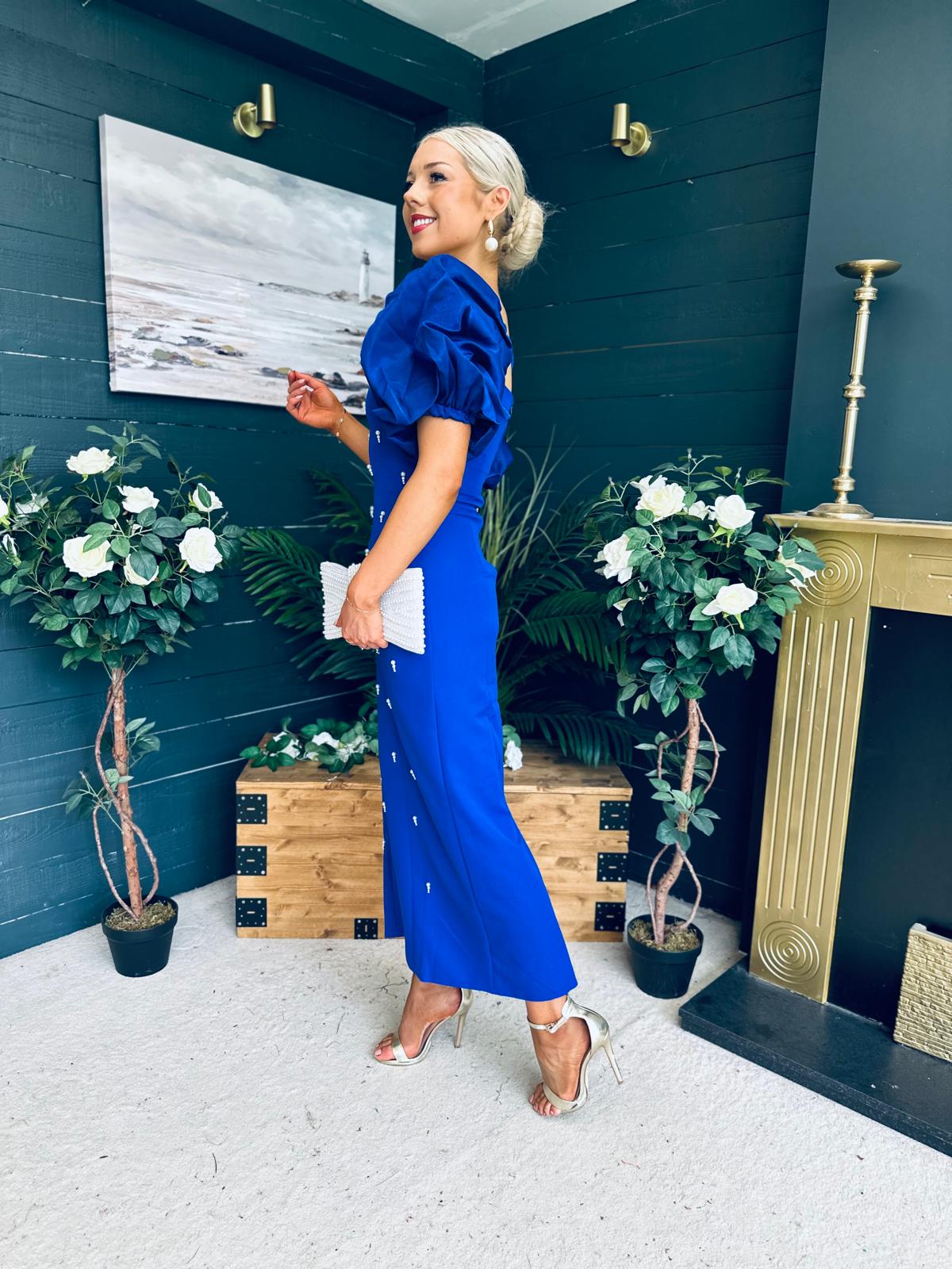 Ivy Embellished Occasion Dress Cobalt