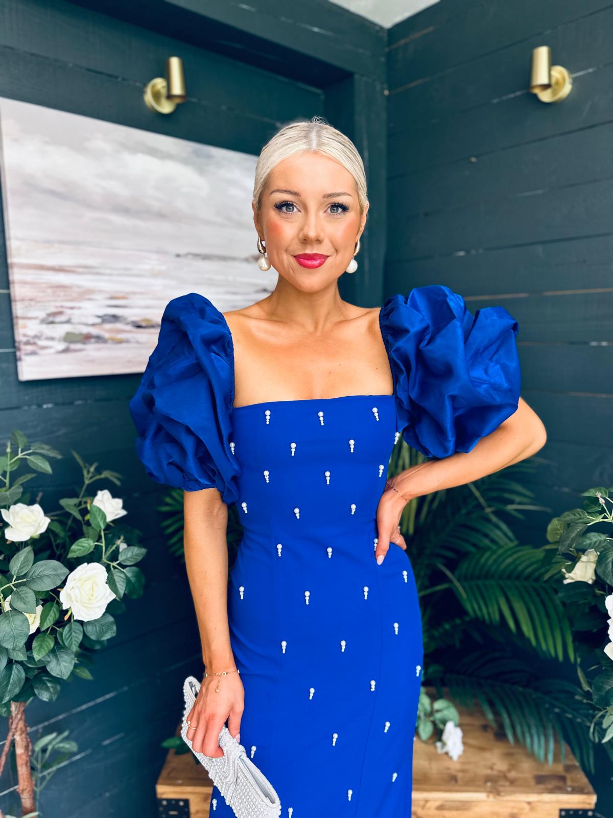 Ivy Embellished Occasion Dress Cobalt