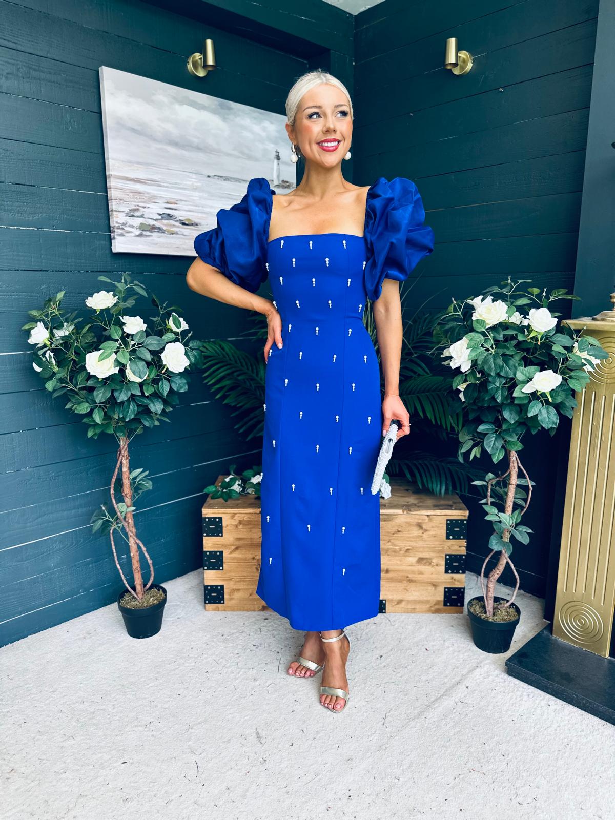 Ivy Embellished Occasion Dress Cobalt