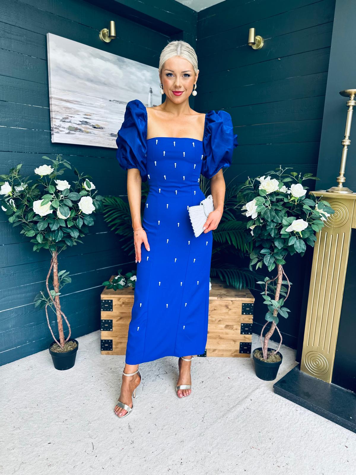 Ivy Embellished Occasion Dress Cobalt