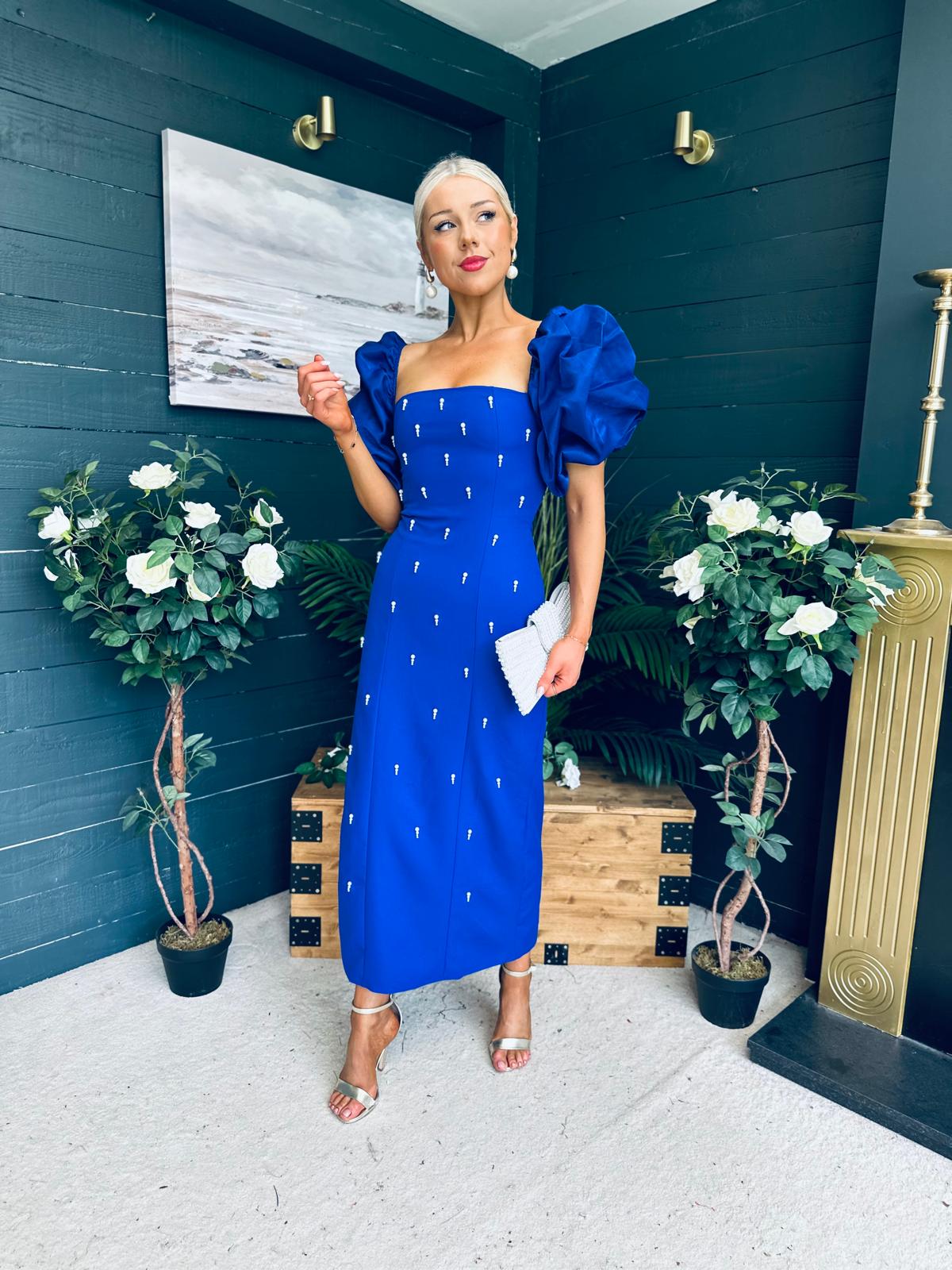Ivy Embellished Occasion Dress Cobalt
