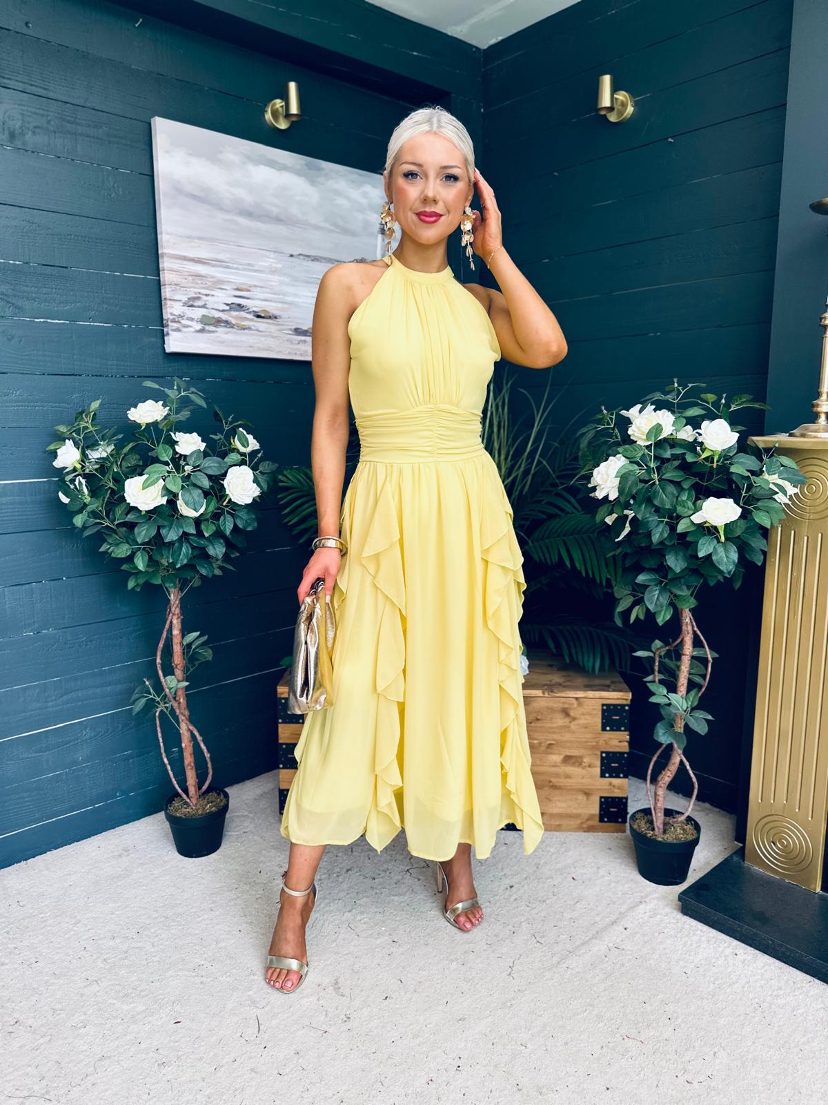 Francesca Detailed Midi Dress Yellow
