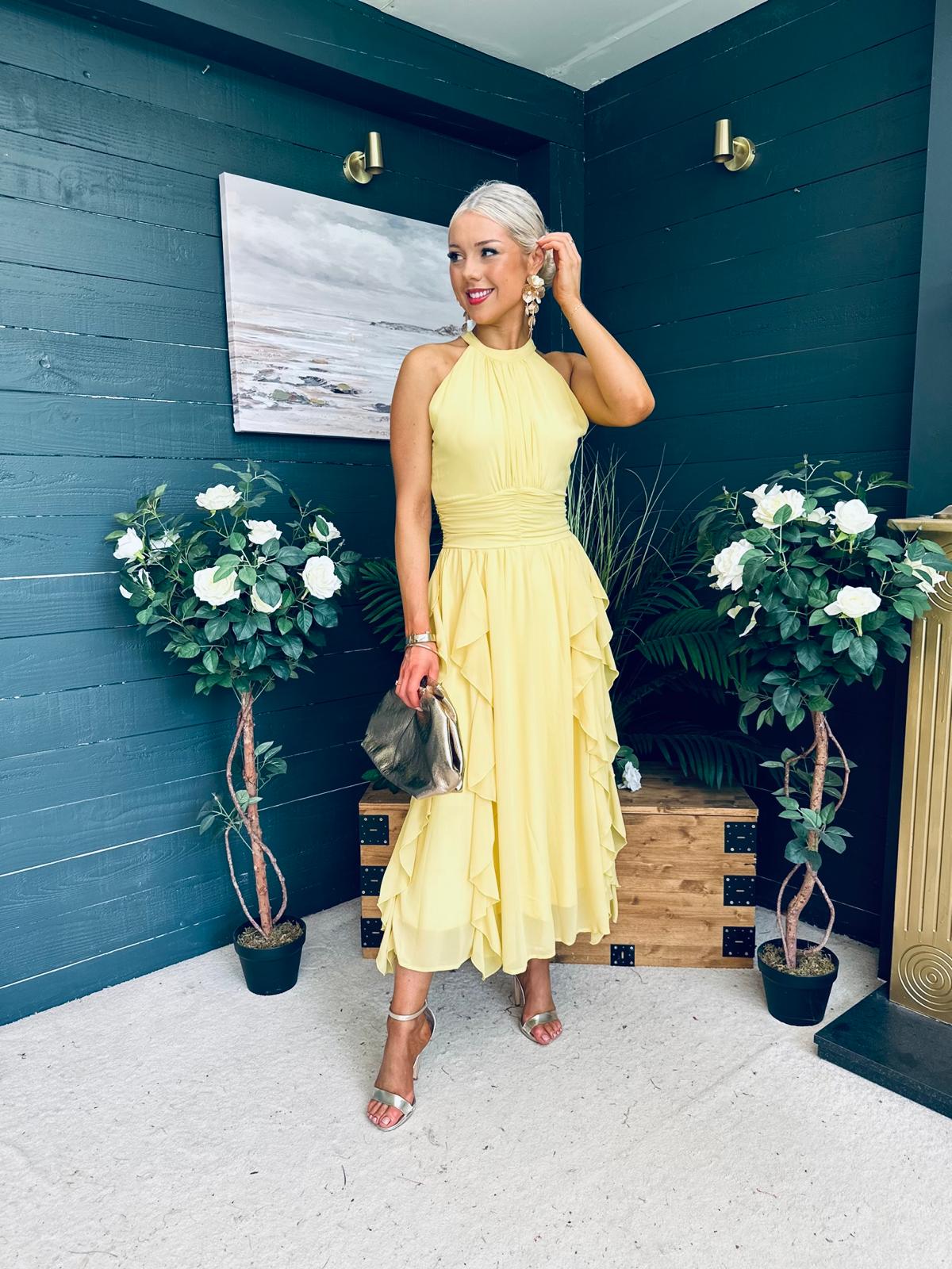 Francesca Detailed Midi Dress Yellow