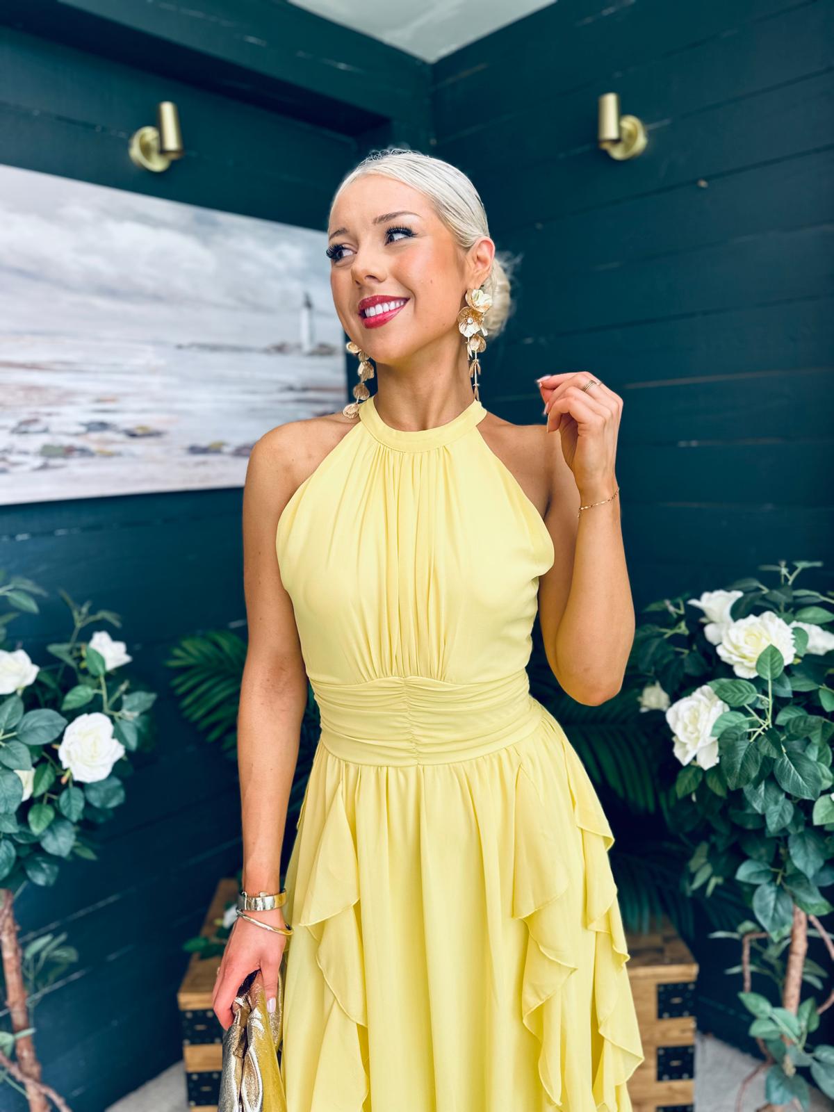 Francesca Detailed Midi Dress Yellow