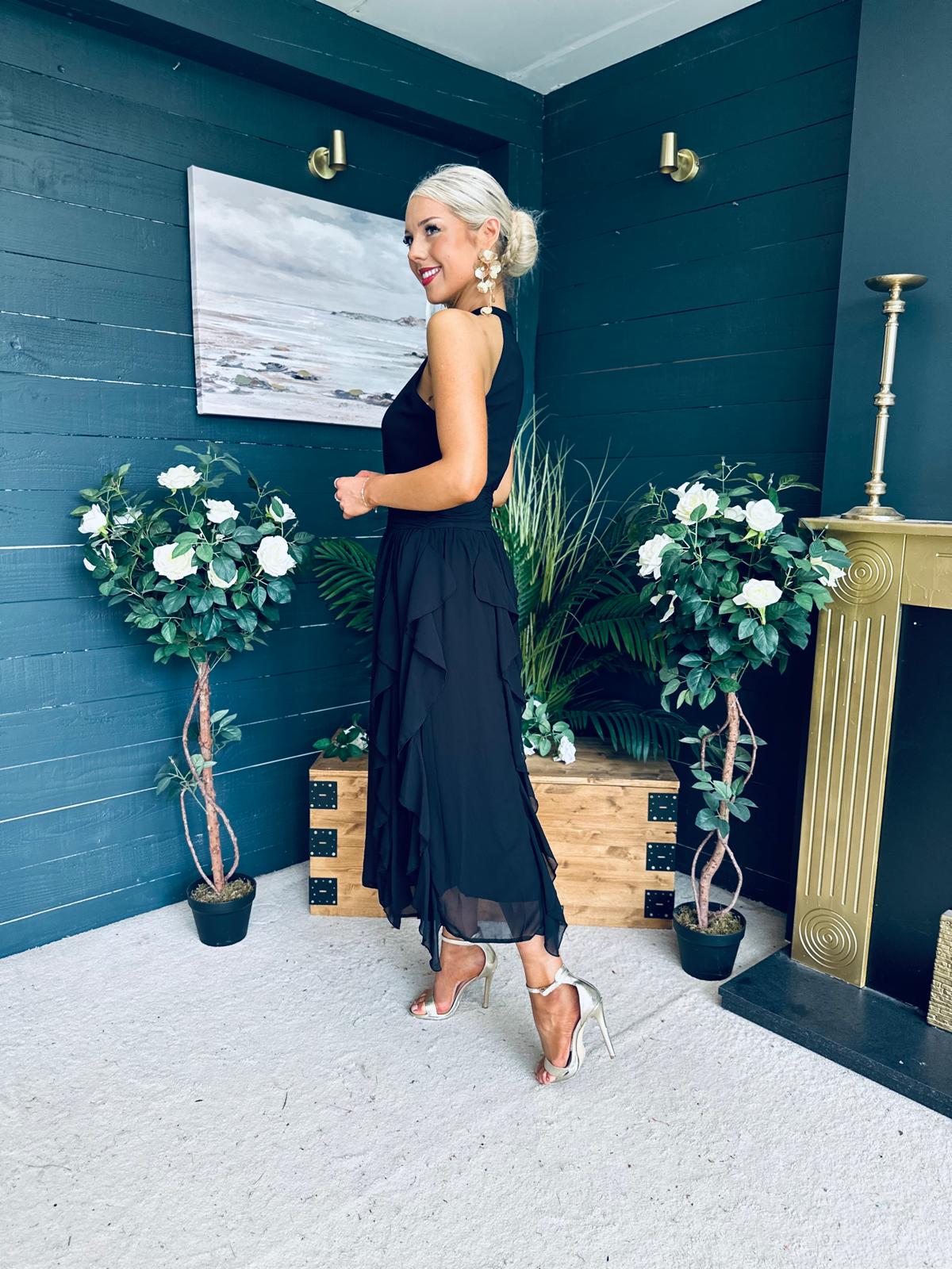Francesca Detailed Midi Dress Black