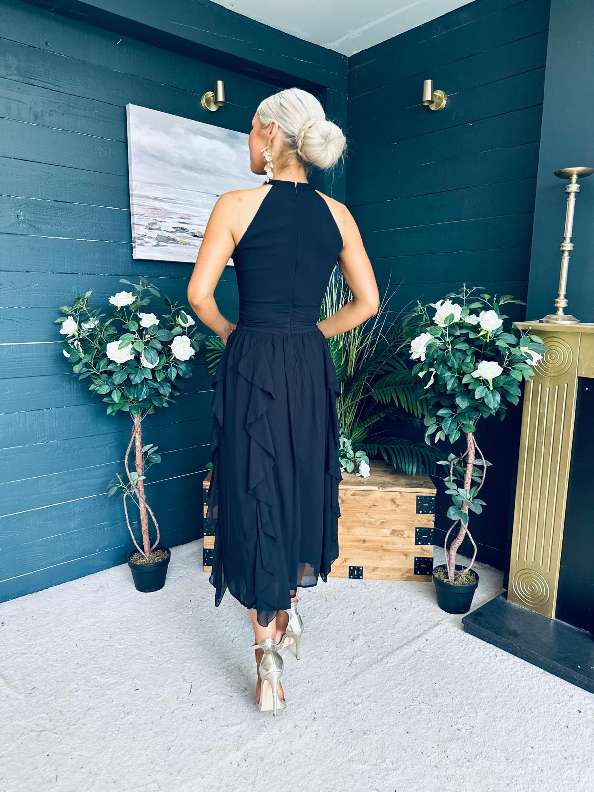 Francesca Detailed Midi Dress Black