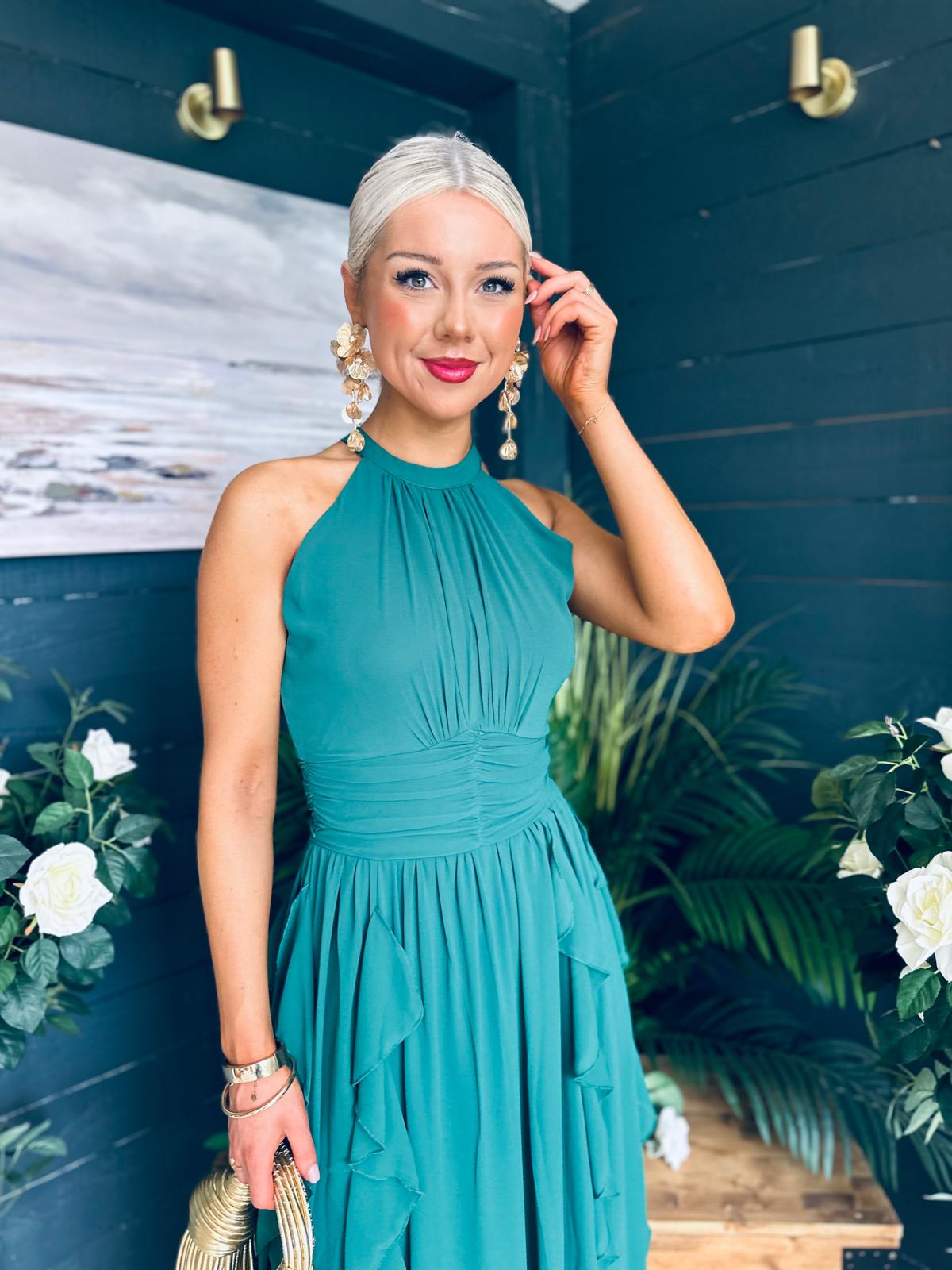 Francesca Detailed Midi Dress Forest