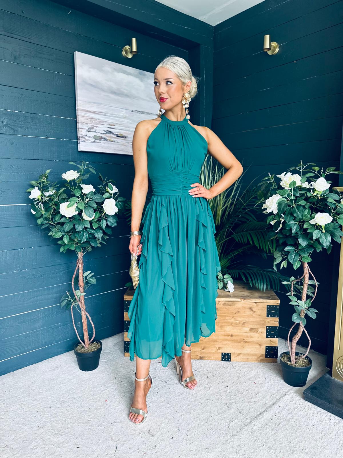 Francesca Detailed Midi Dress Forest