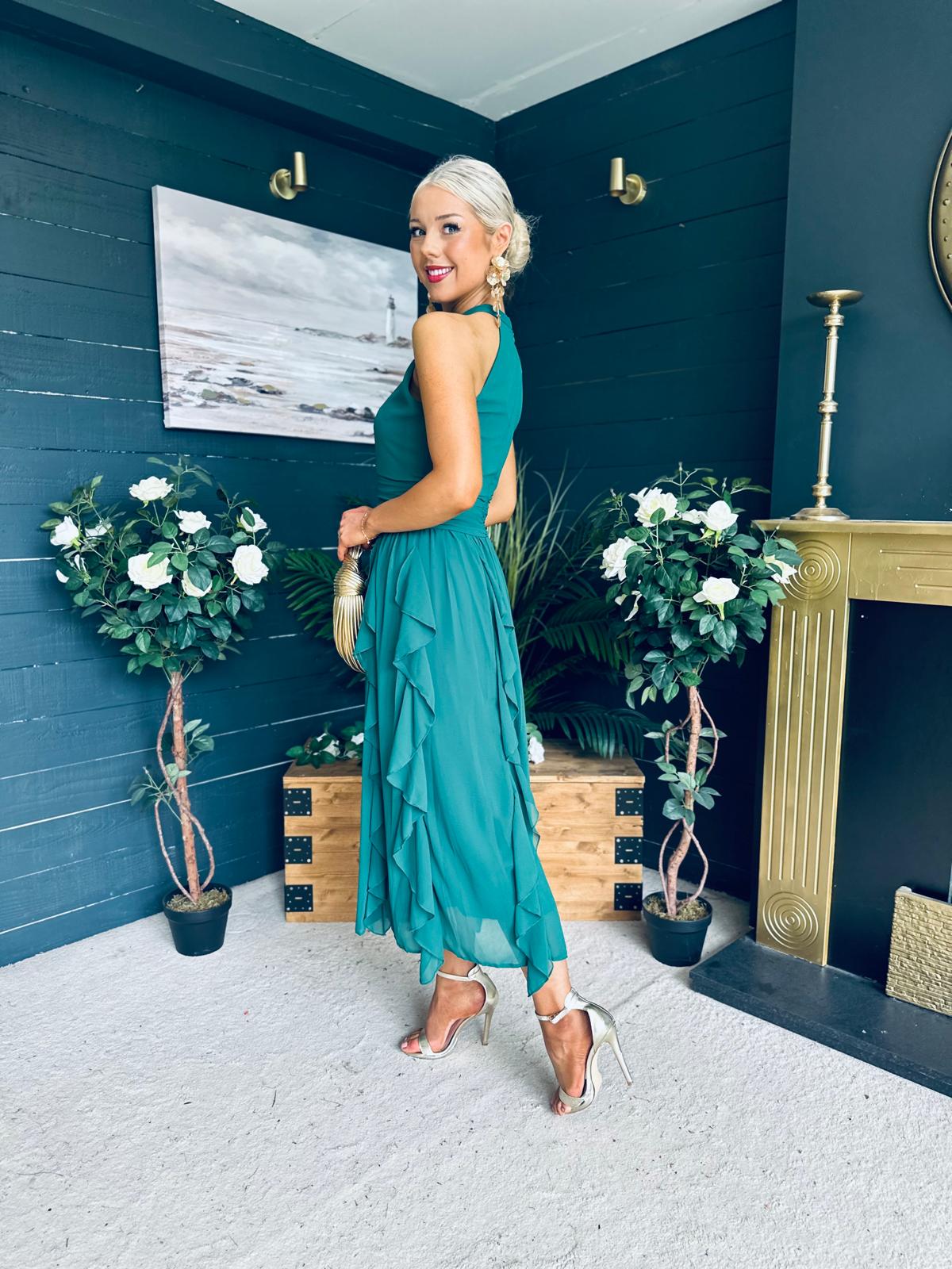 Francesca Detailed Midi Dress Forest
