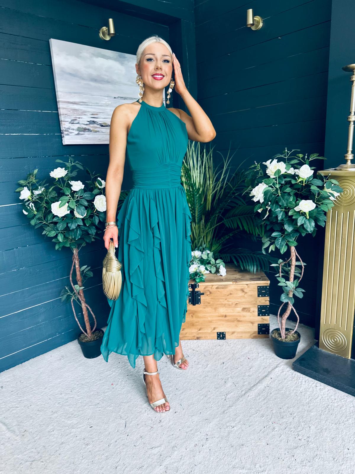 Francesca Detailed Midi Dress Forest