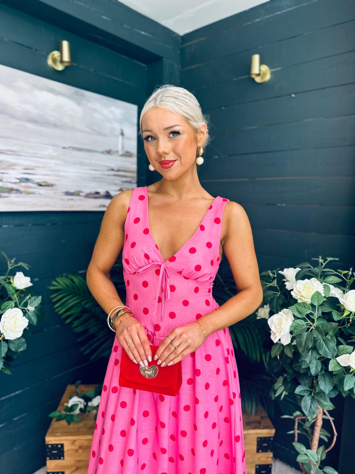 Jordyn Banded Midi Dress Pink