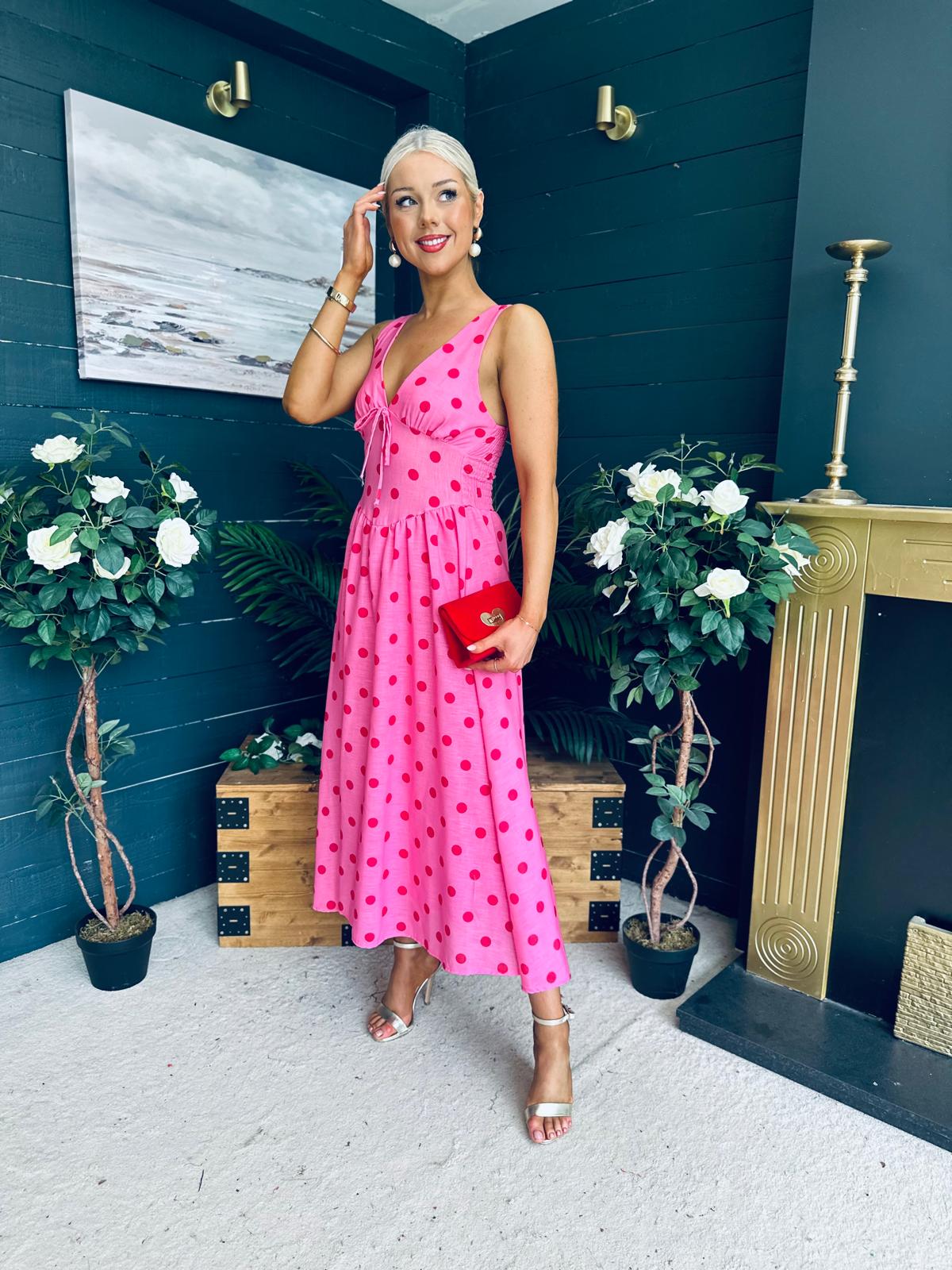Jordyn Banded Midi Dress Pink