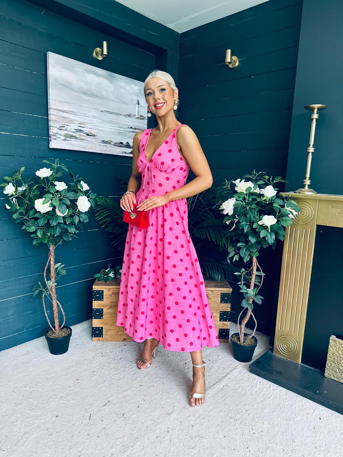 Jordyn Banded Midi Dress Pink