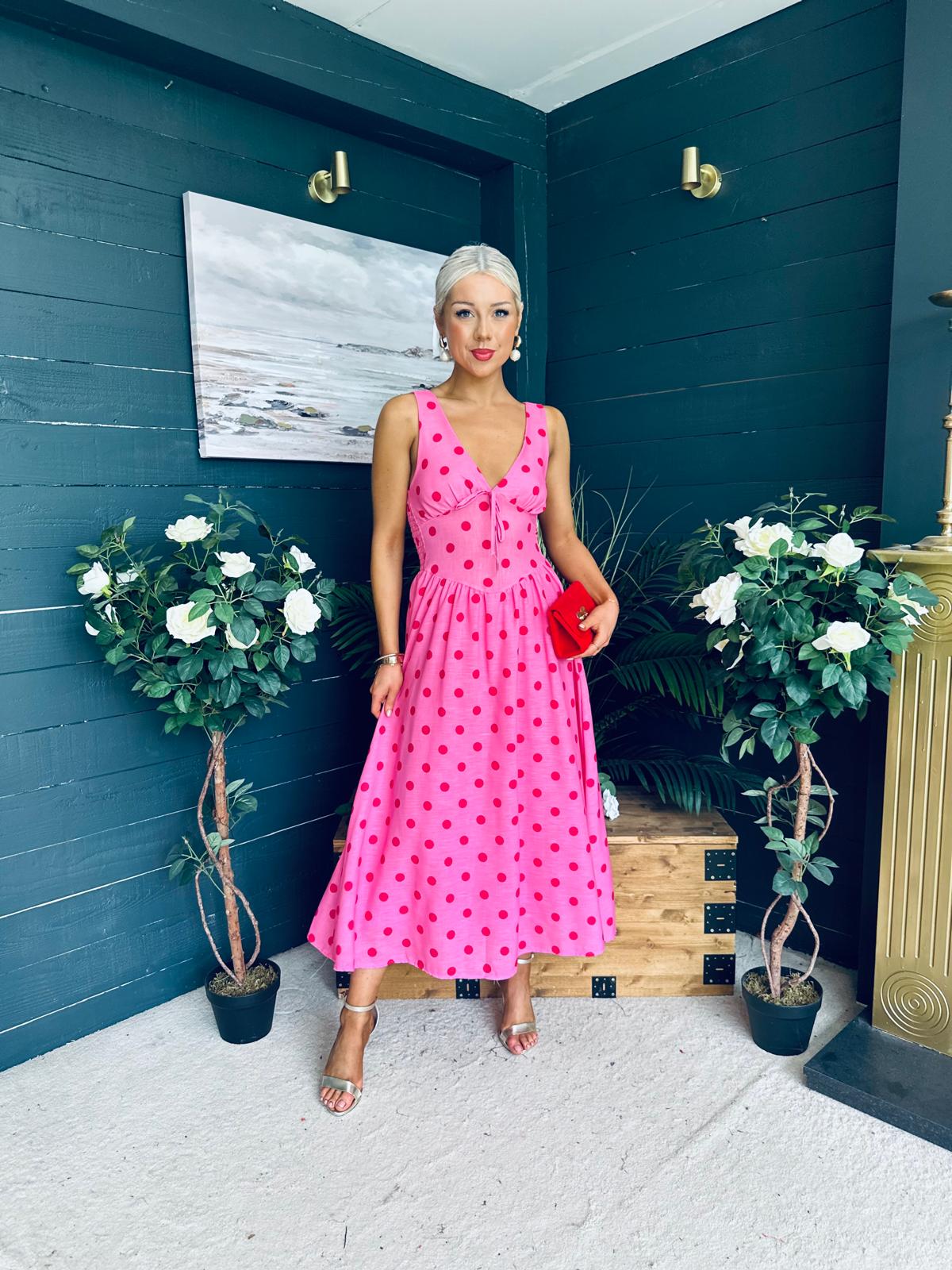 Jordyn Banded Midi Dress Pink