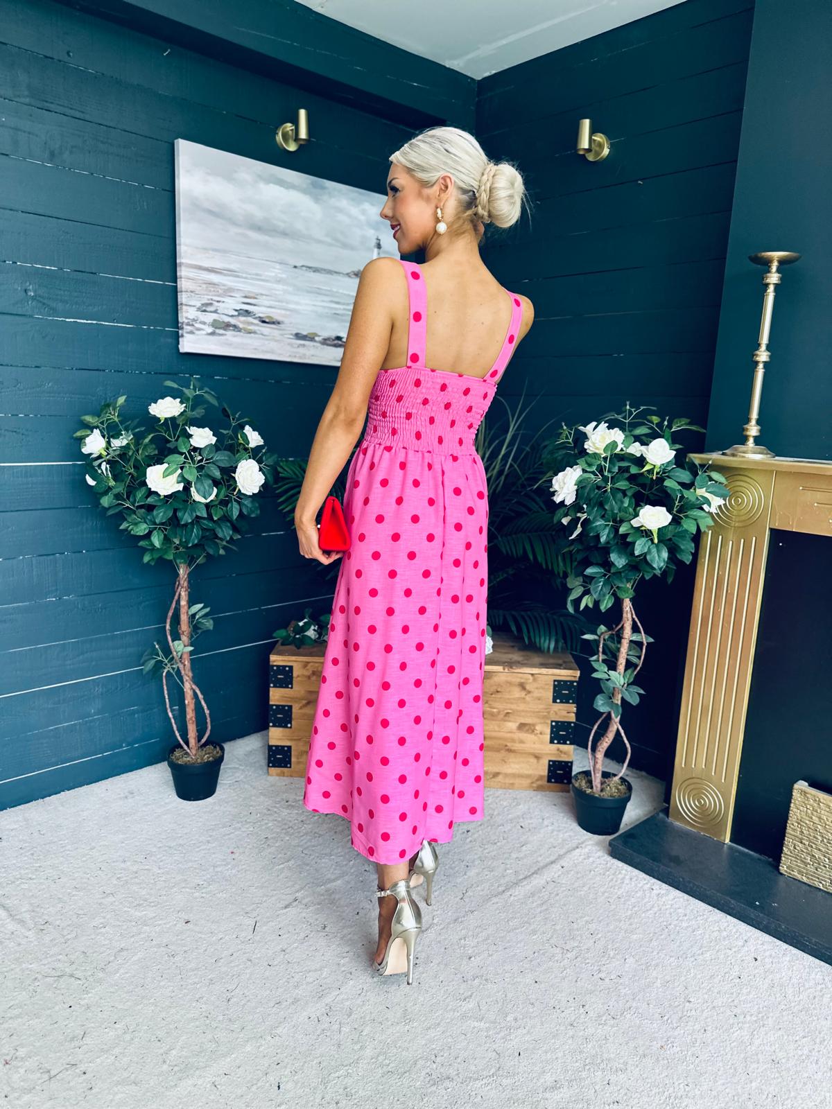 Jordyn Banded Midi Dress Pink