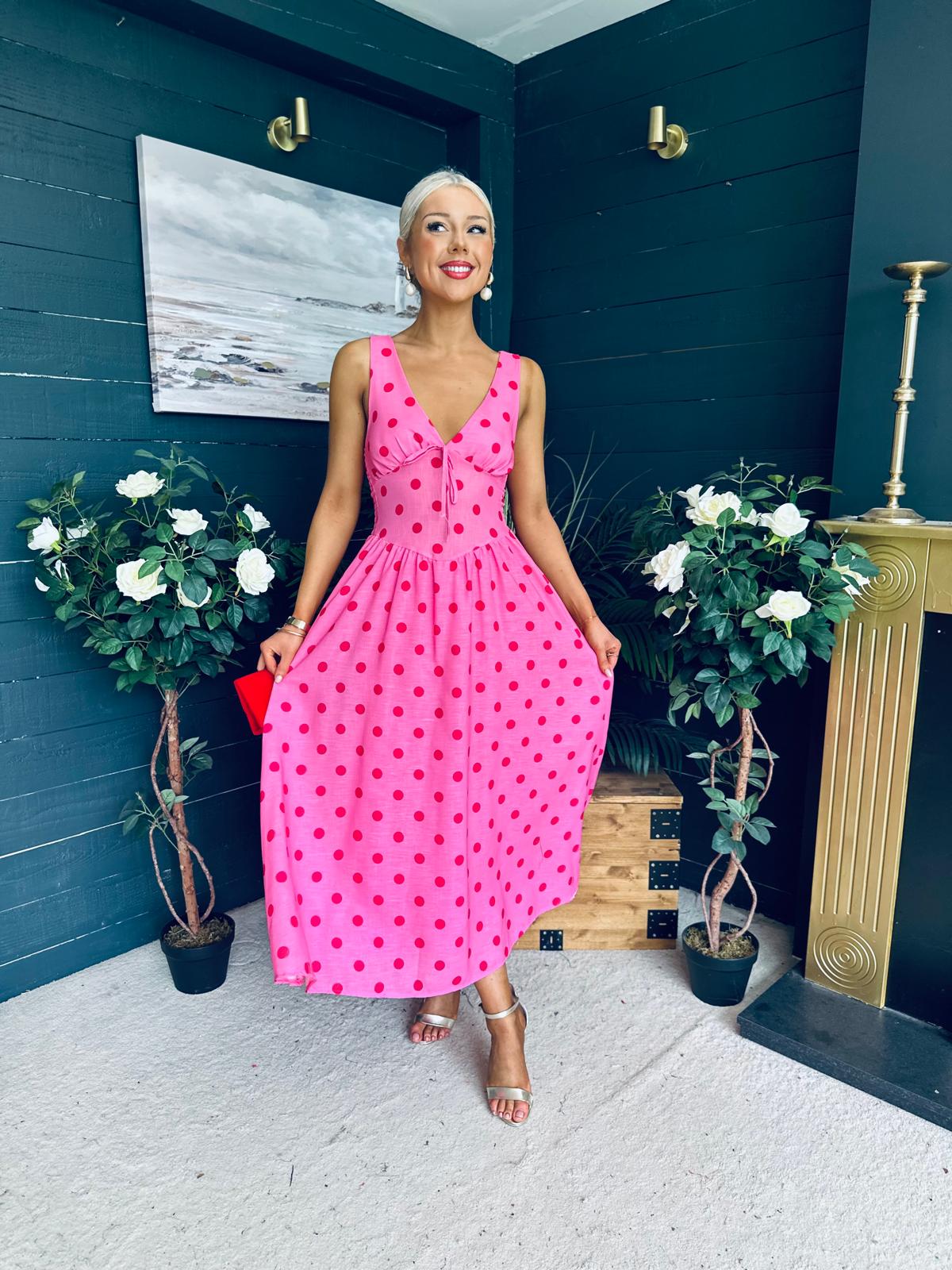 Jordyn Banded Midi Dress Pink