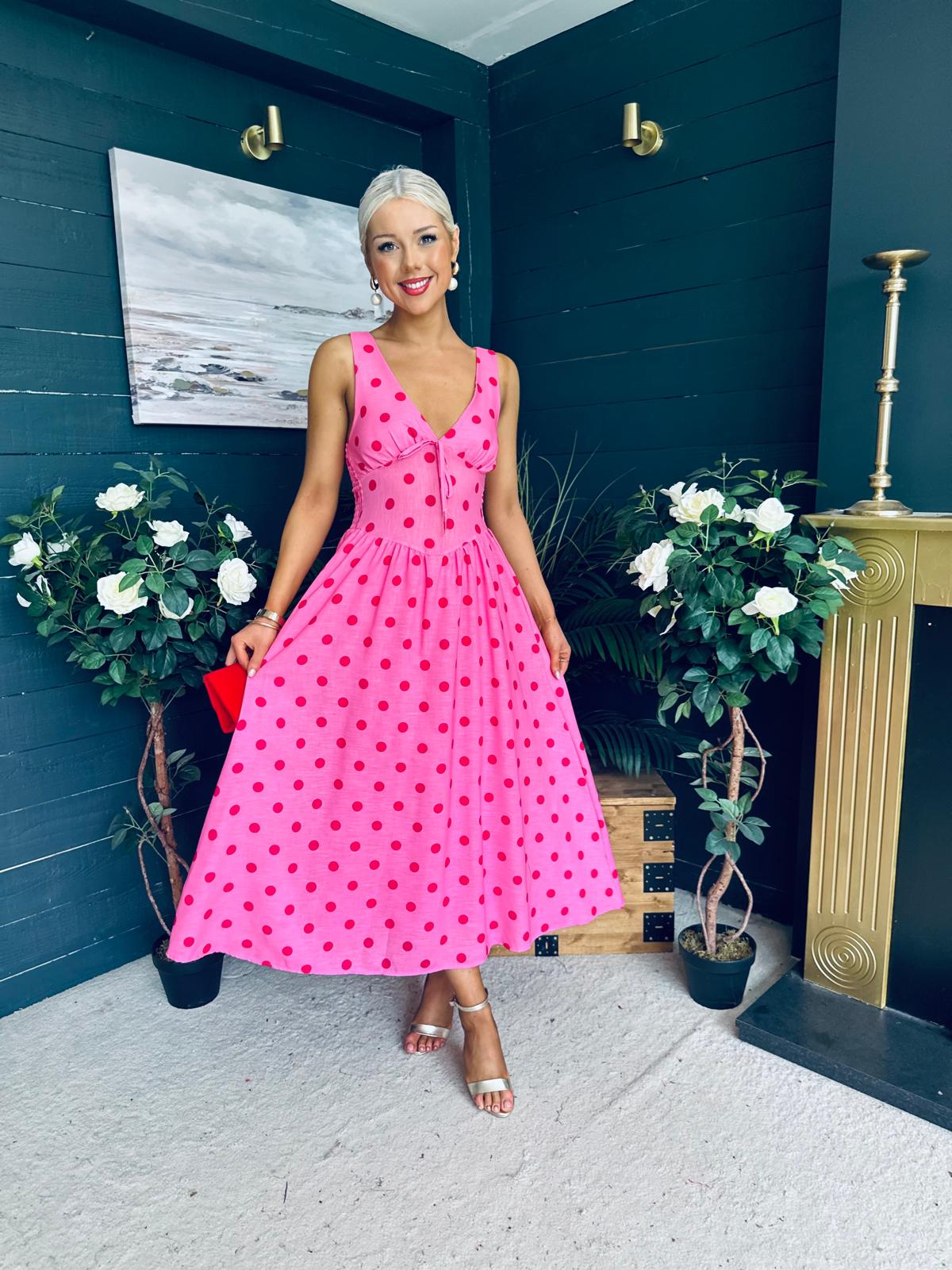 Jordyn Banded Midi Dress Pink