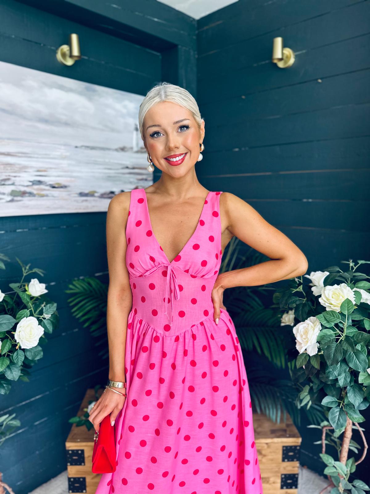 Jordyn Banded Midi Dress Pink