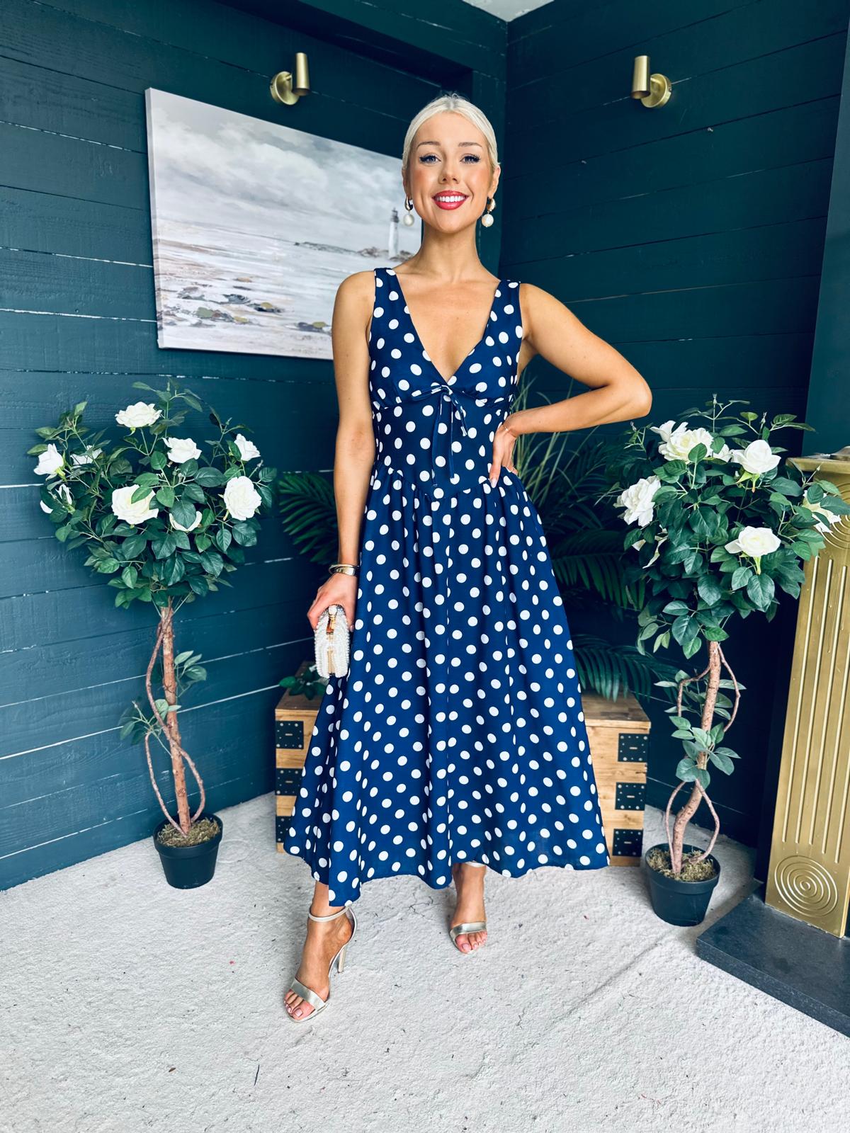 Jordyn Banded Midi Dress Navy