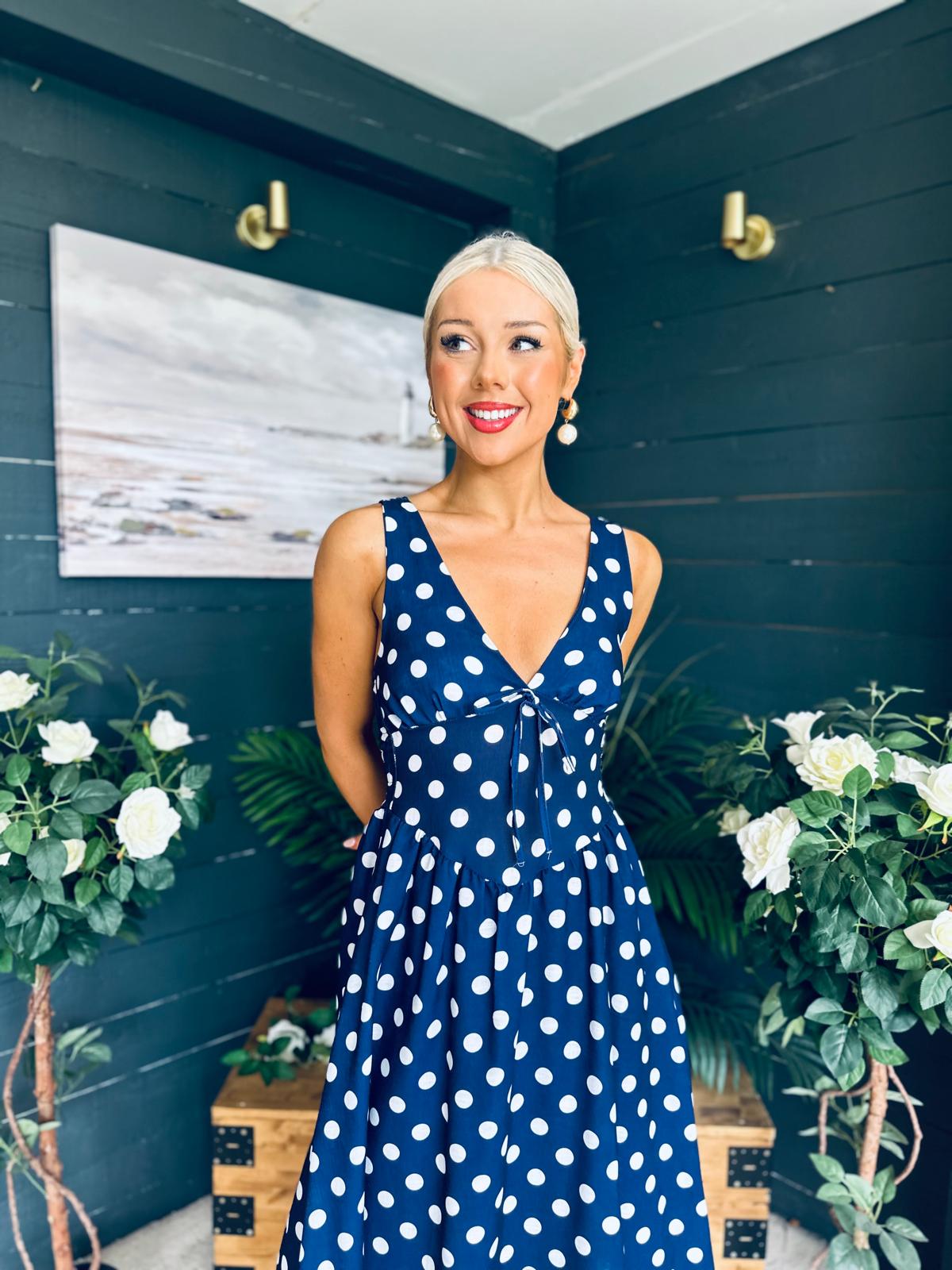 Jordyn Banded Midi Dress Navy