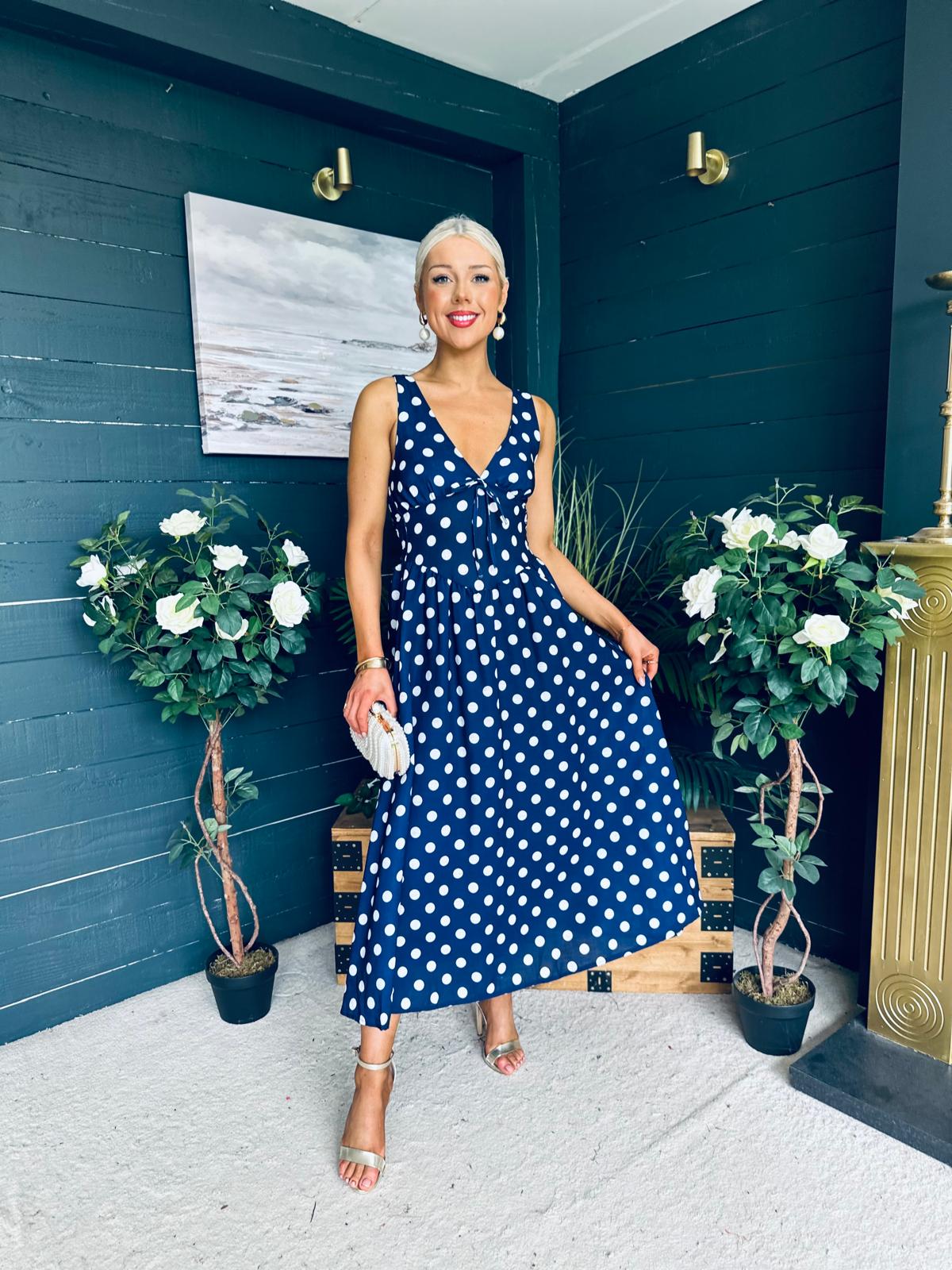 Jordyn Banded Midi Dress Navy