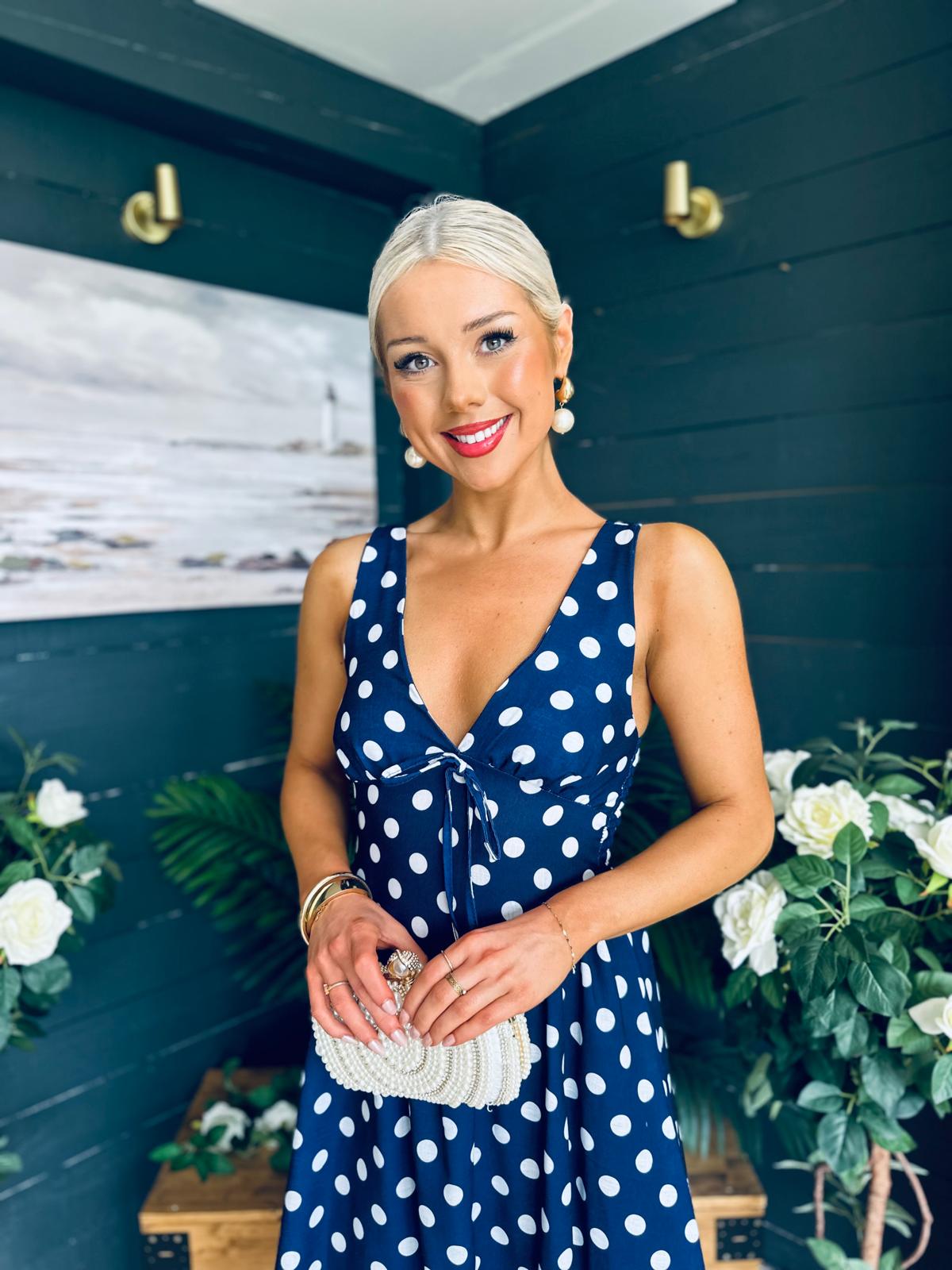 Jordyn Banded Midi Dress Navy