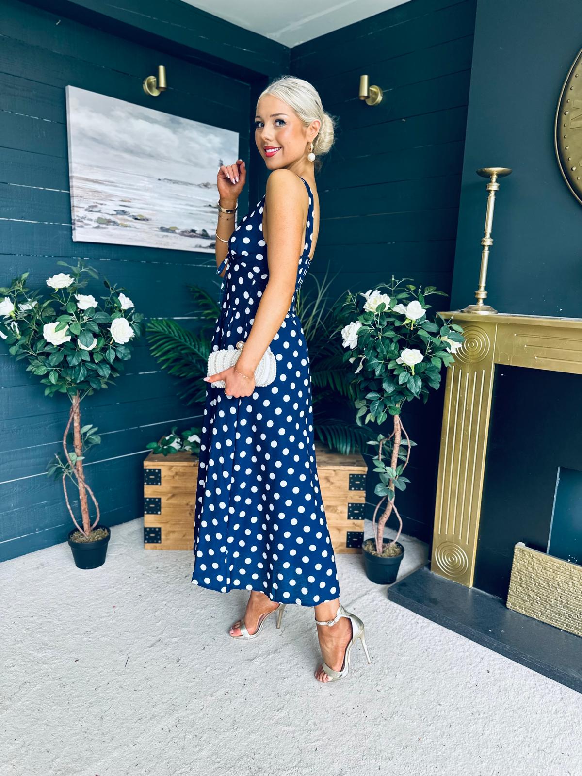 Jordyn Banded Midi Dress Navy