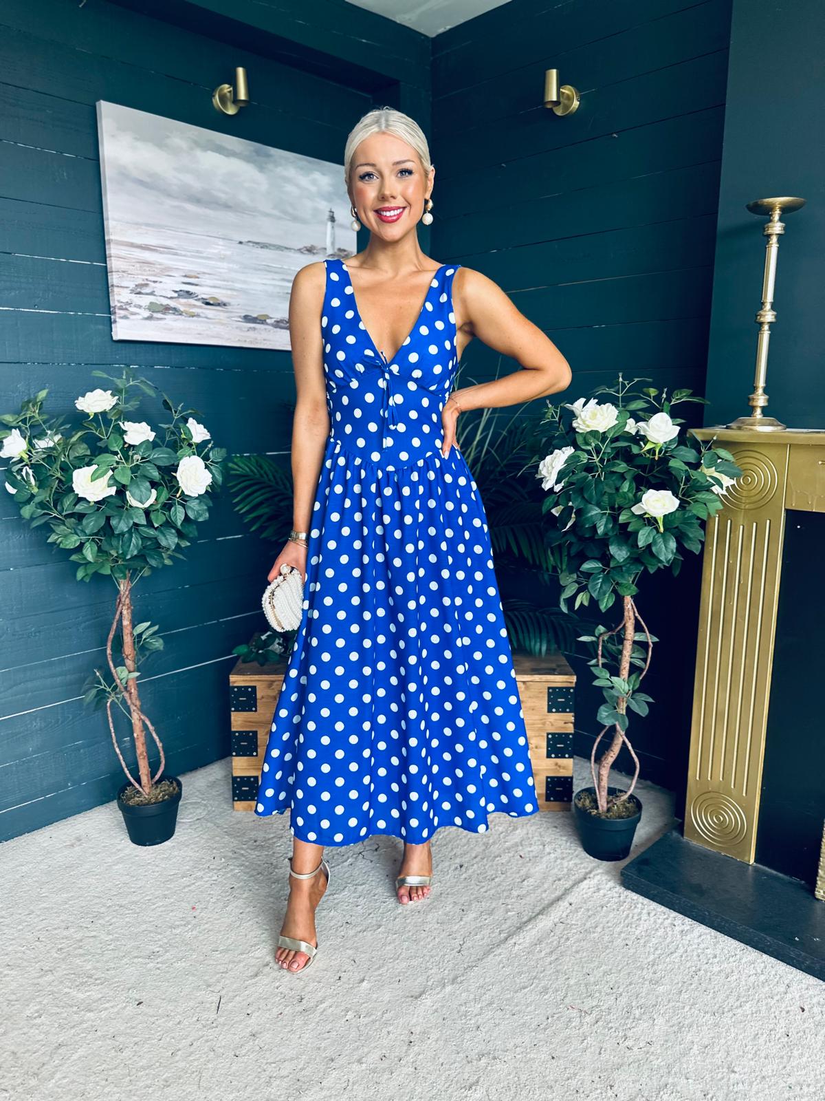 Jordyn Banded Midi Dress Blue