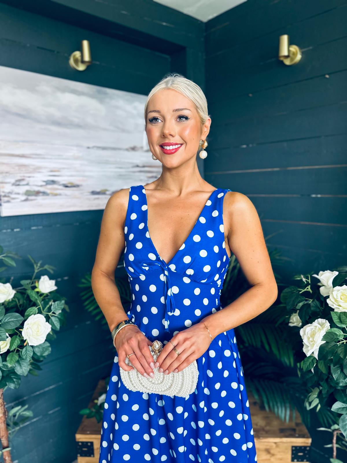 Jordyn Banded Midi Dress Blue