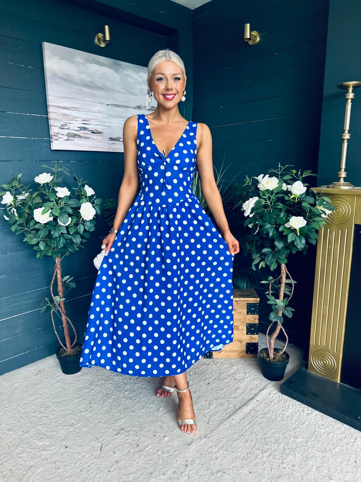 Jordyn Banded Midi Dress Blue
