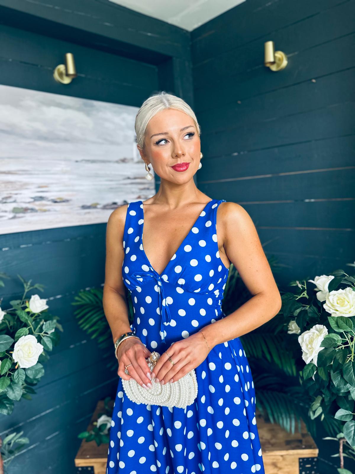 Jordyn Banded Midi Dress Blue