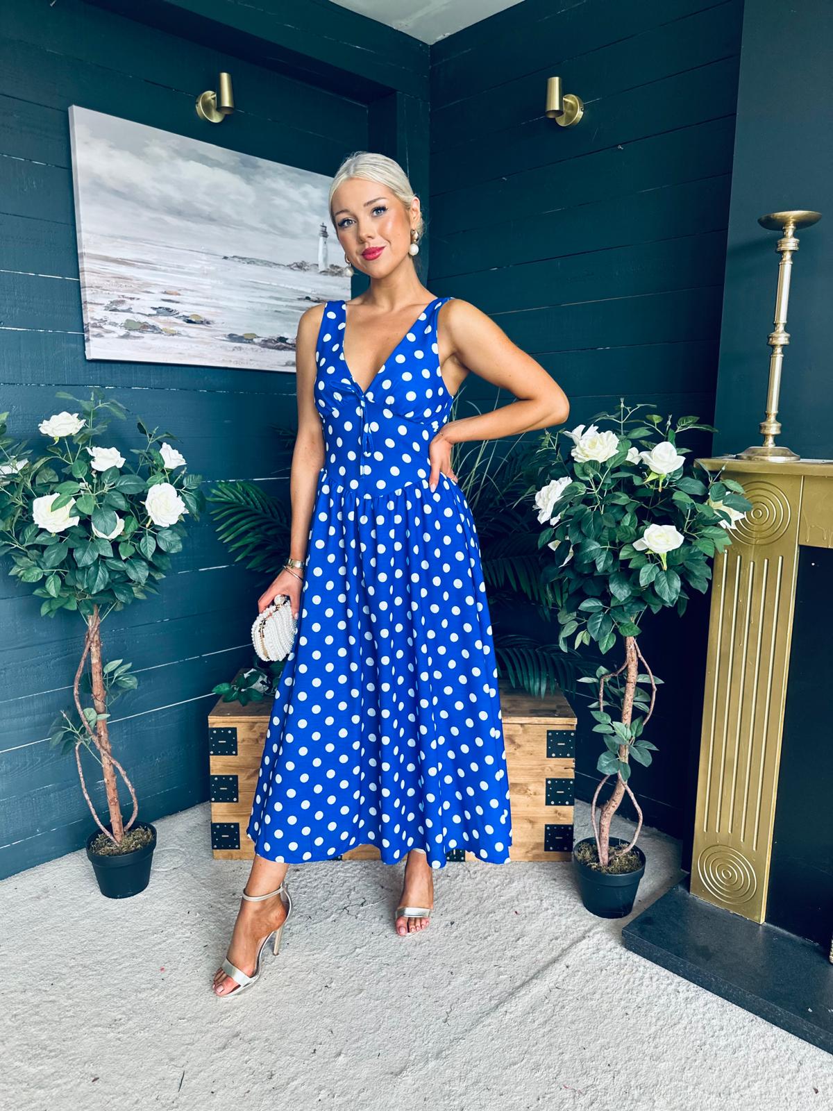 Jordyn Banded Midi Dress Blue