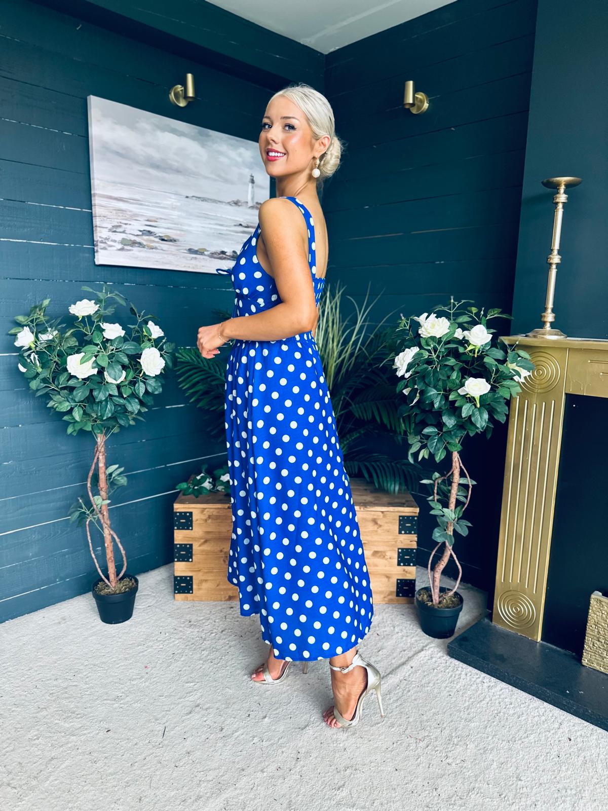 Jordyn Banded Midi Dress Blue