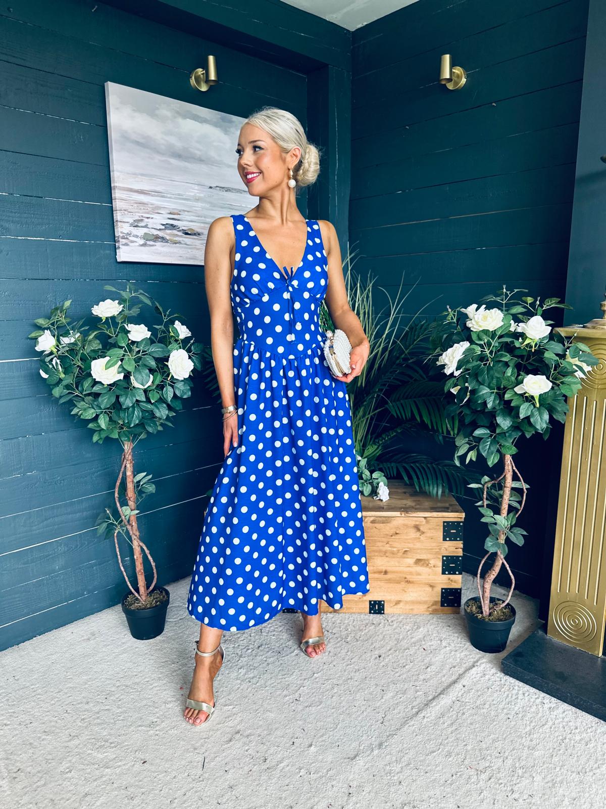 Jordyn Banded Midi Dress Blue