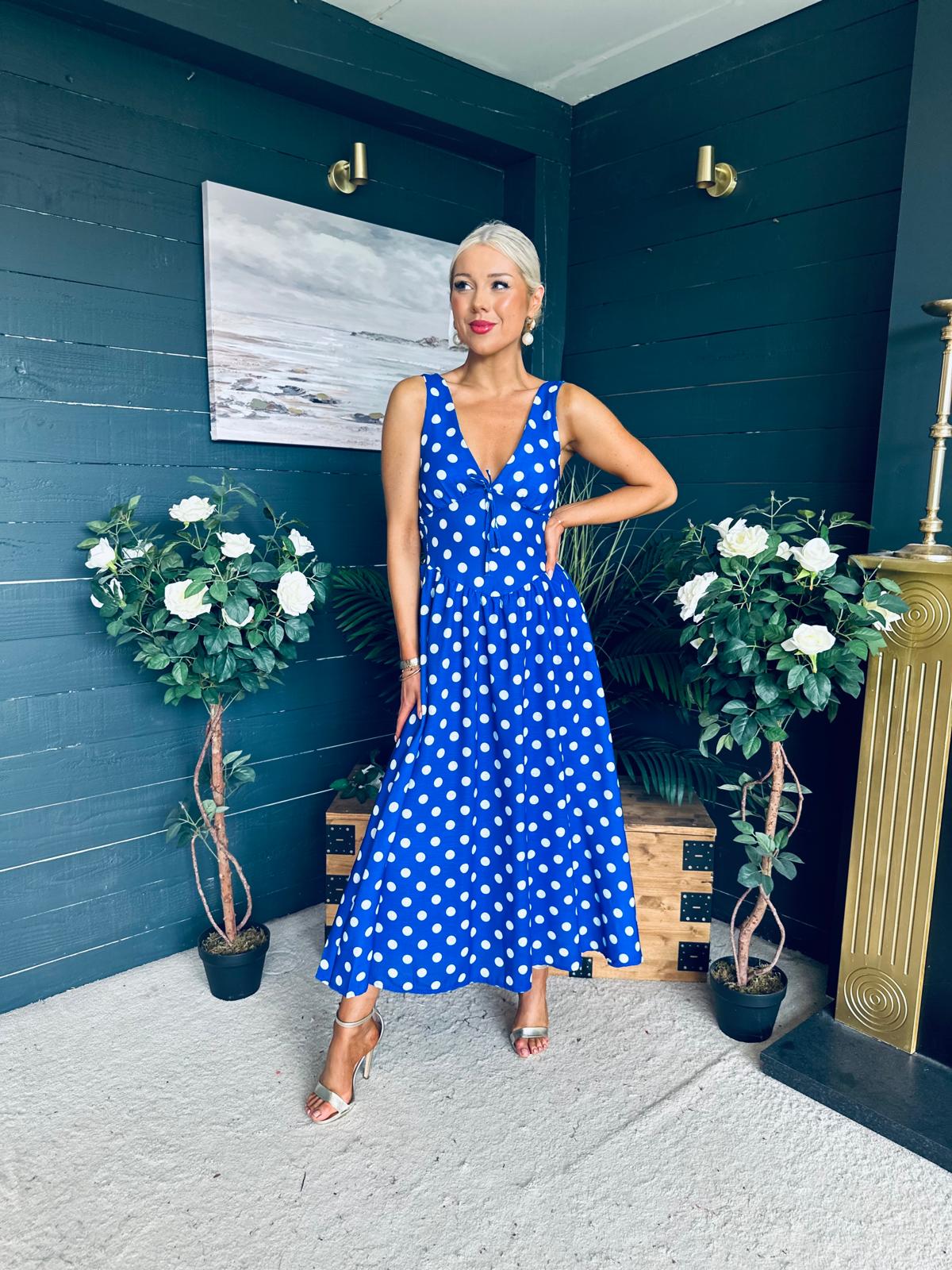 Jordyn Banded Midi Dress Blue