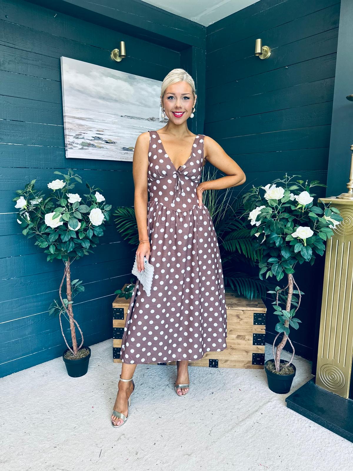 Jordyn Banded Midi Dress Chocolate