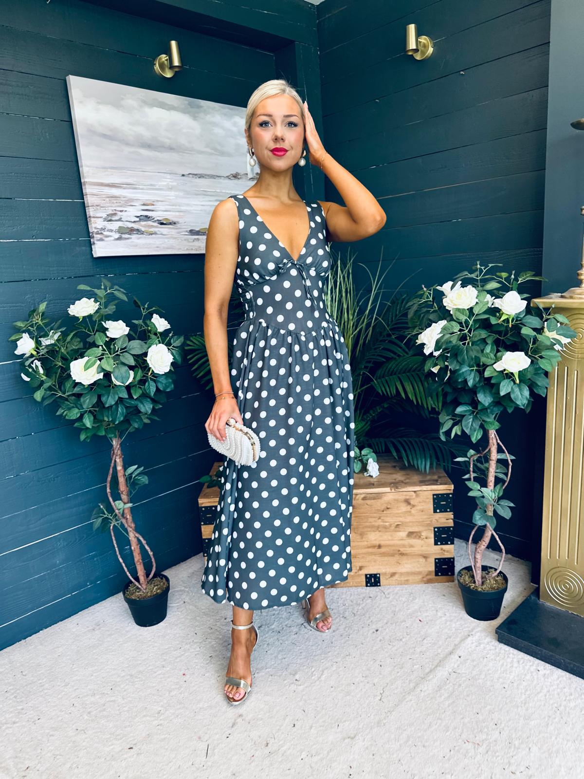 Jordyn Banded Midi Dress Khaki