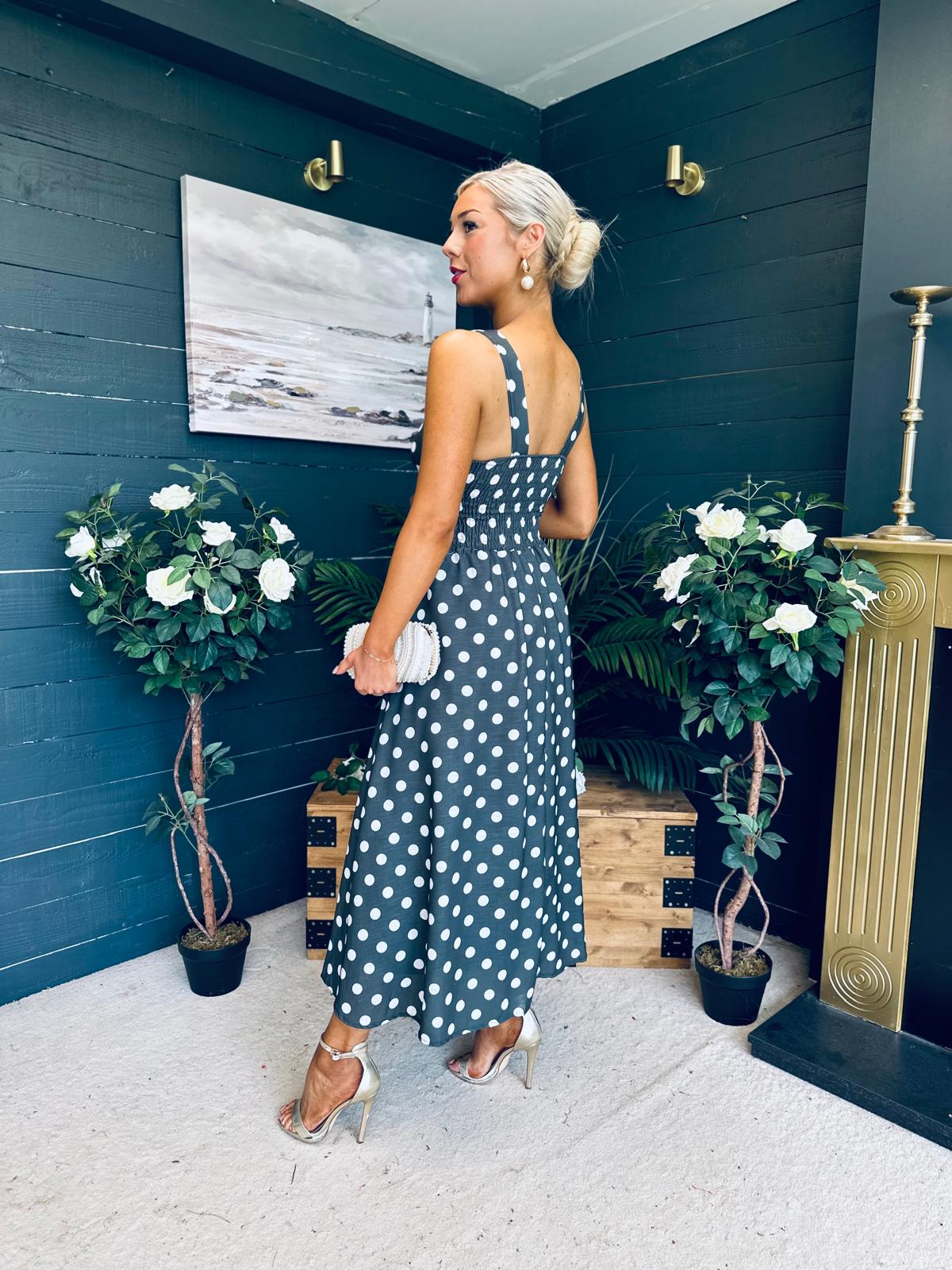 Jordyn Banded Midi Dress Khaki