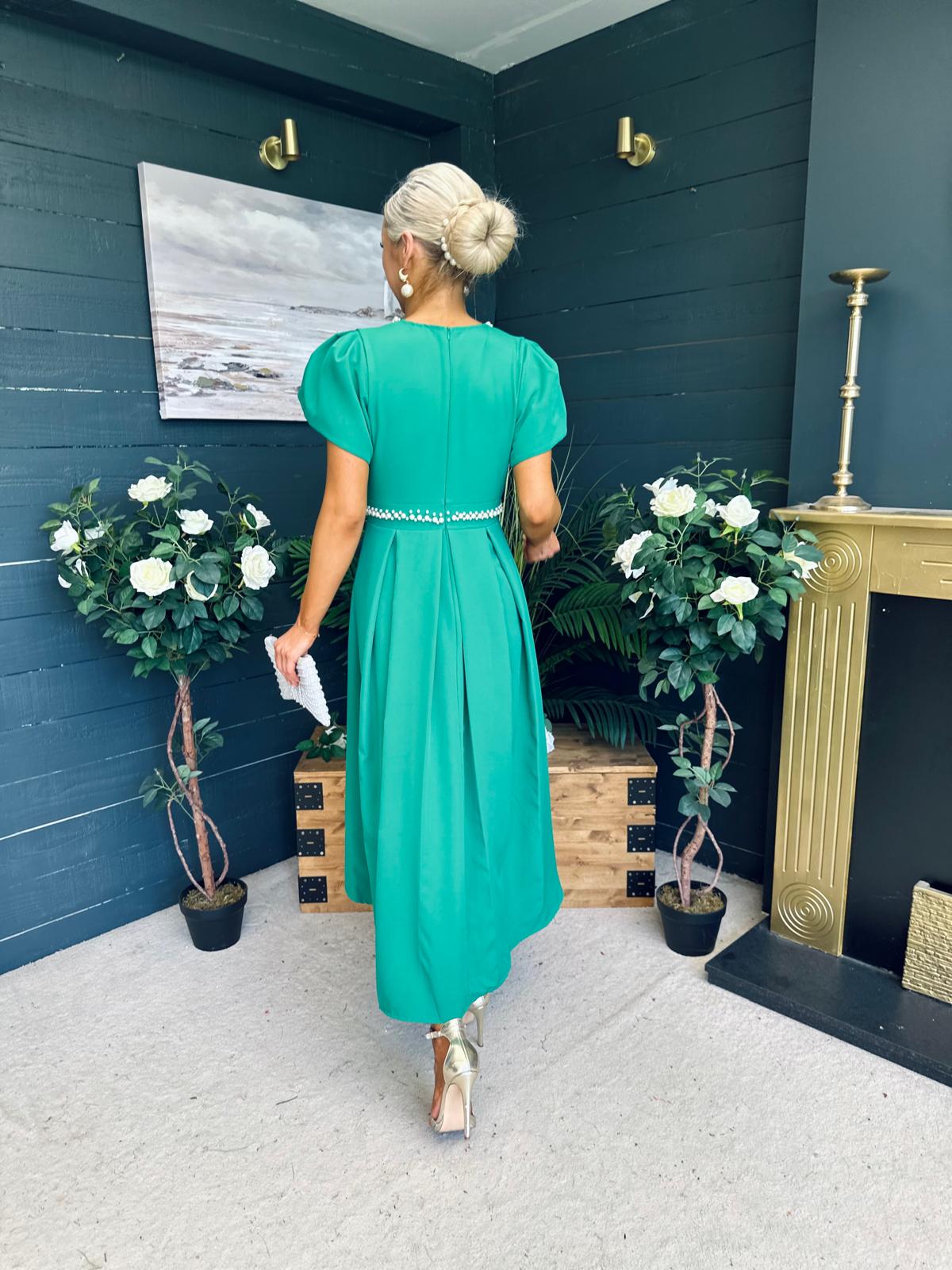 Collins Pearl Detail Occasion Dress Emerald