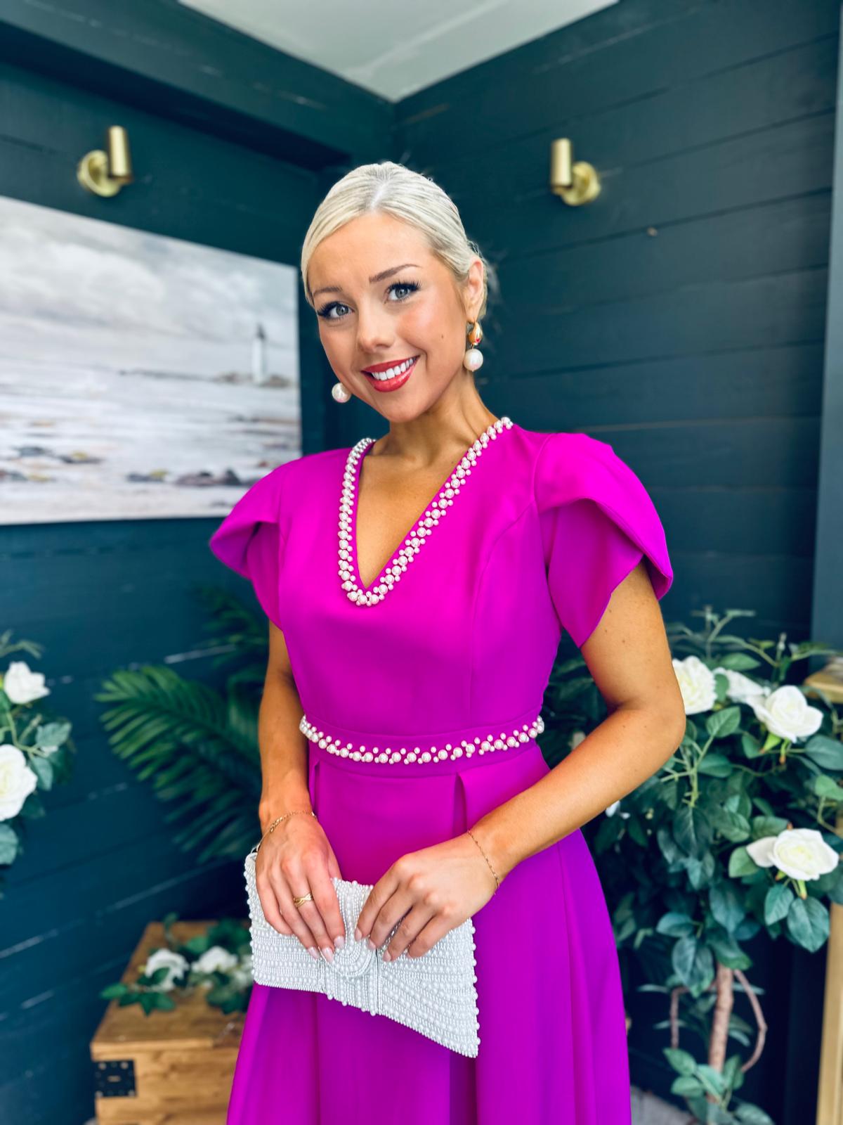 Collins Pearl Detail Occasion Dress Orchid
